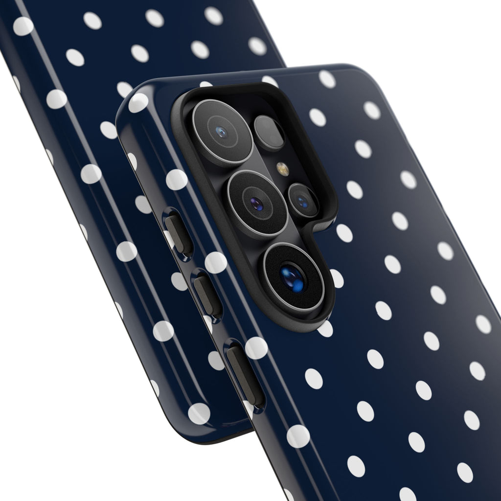 Navy Pearl Personalised Polka Dot Case