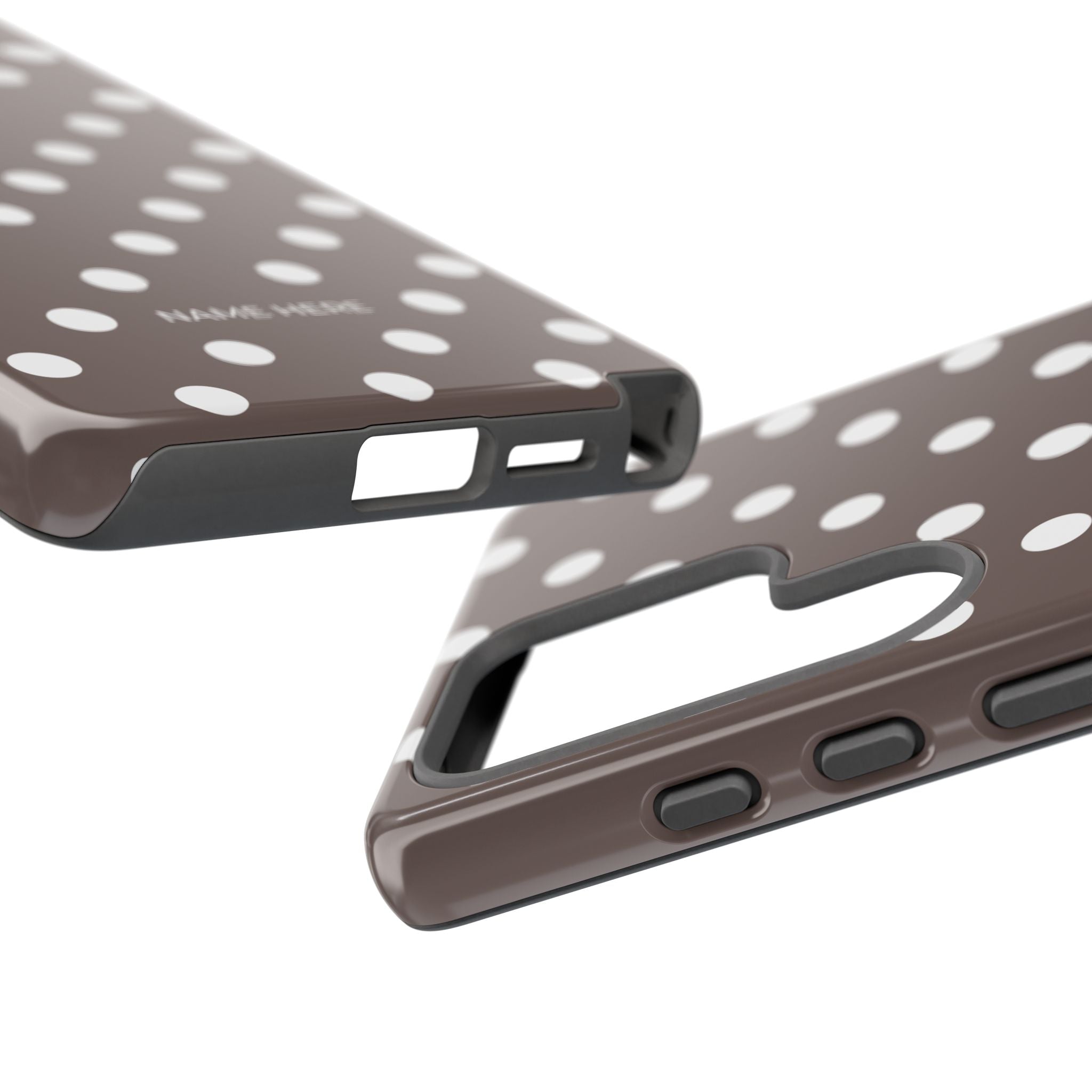 Brown & White PolkaDot Customisable Case