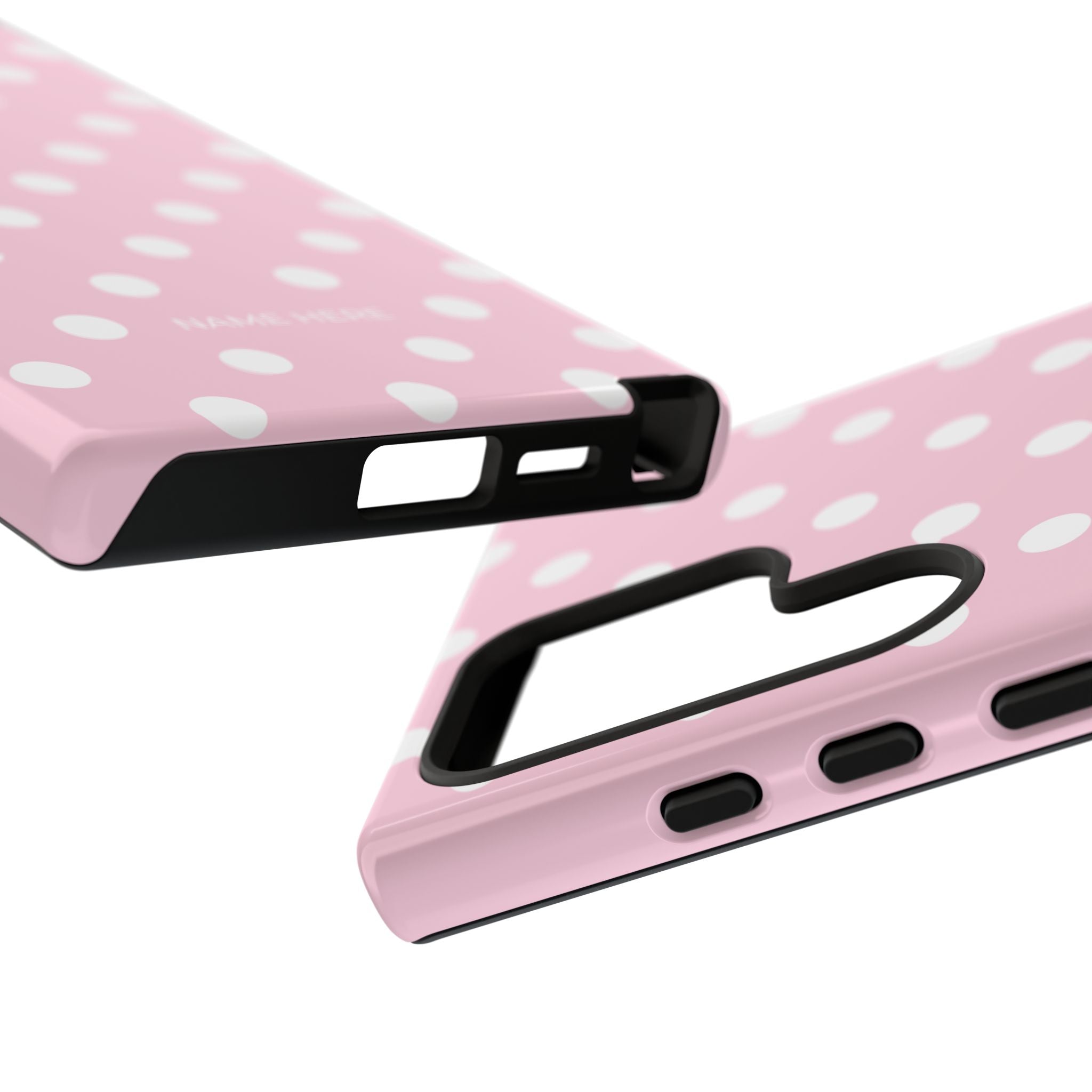 Pink & White PolkaDot Customisable Name Case