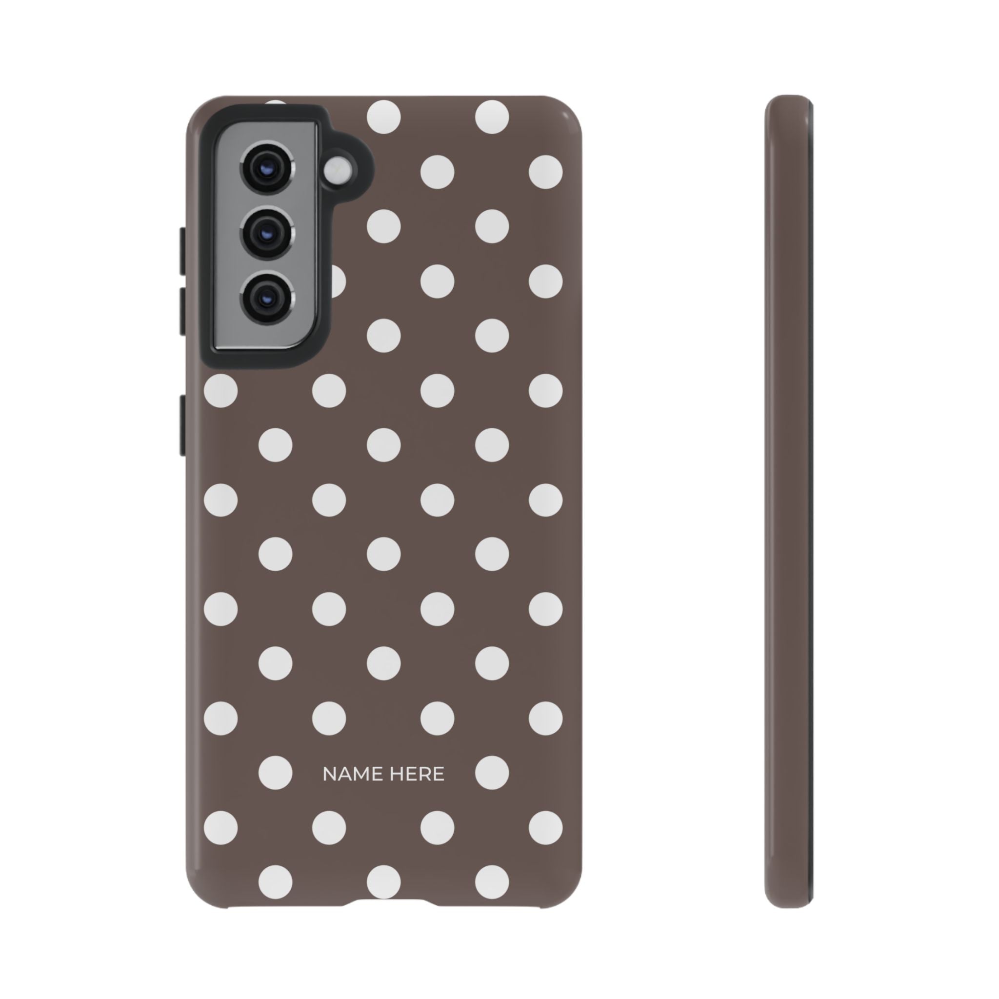 Brown & White PolkaDot Customisable Case