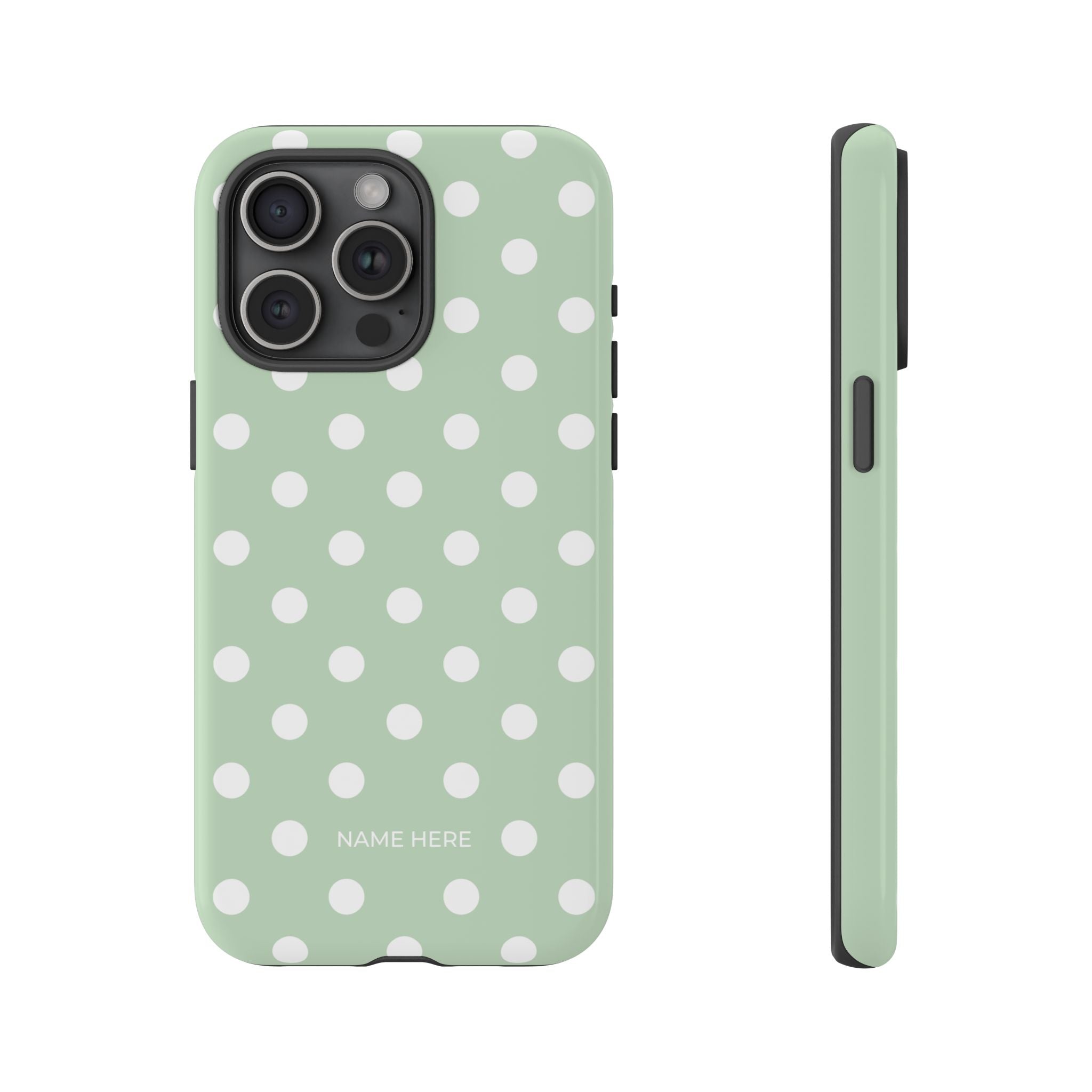 Green & White Polka Dot Customisable Case