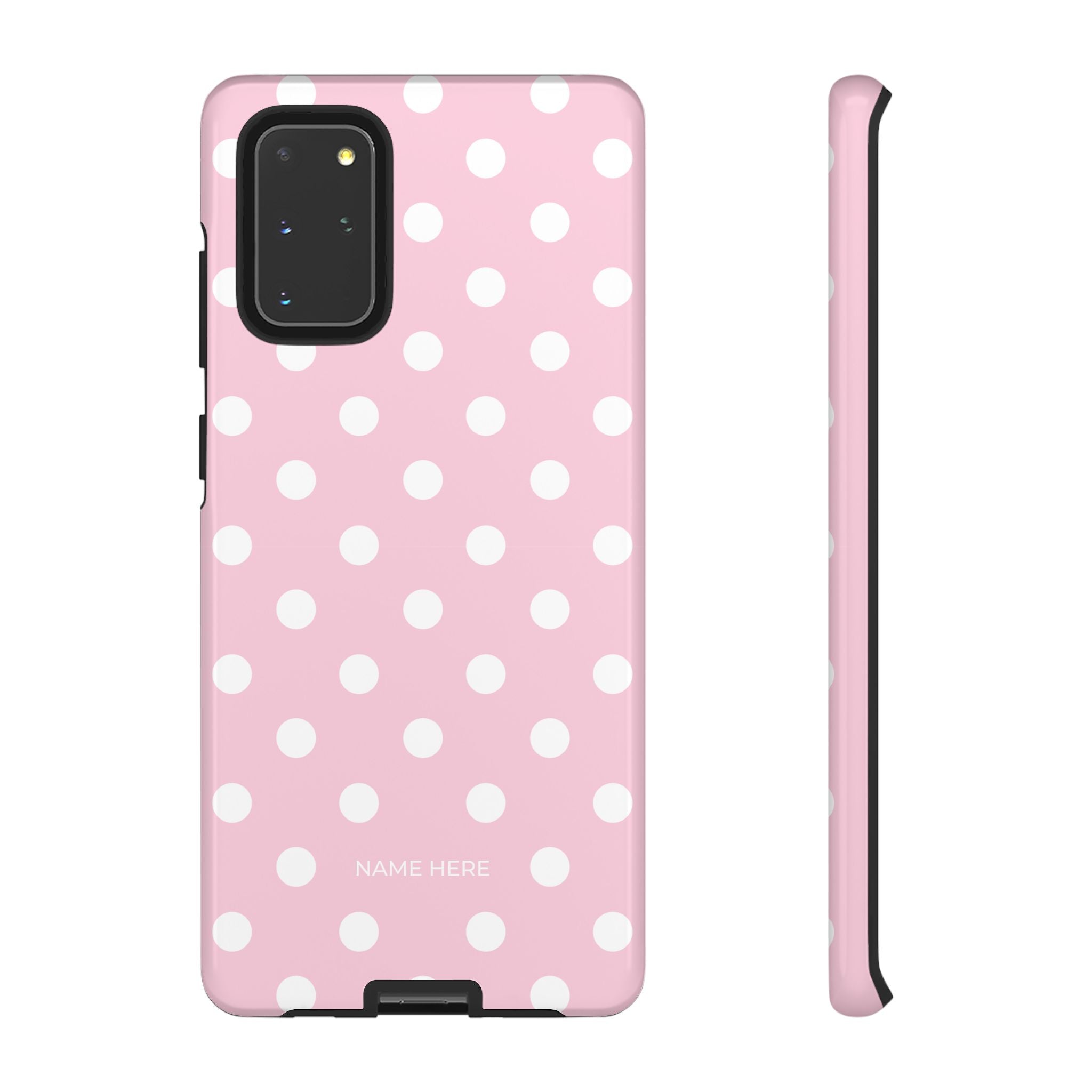 Pink & White PolkaDot Customisable Name Case