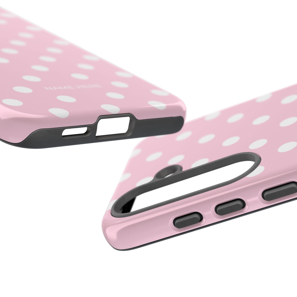 Pink & White PolkaDot Customisable Name Case