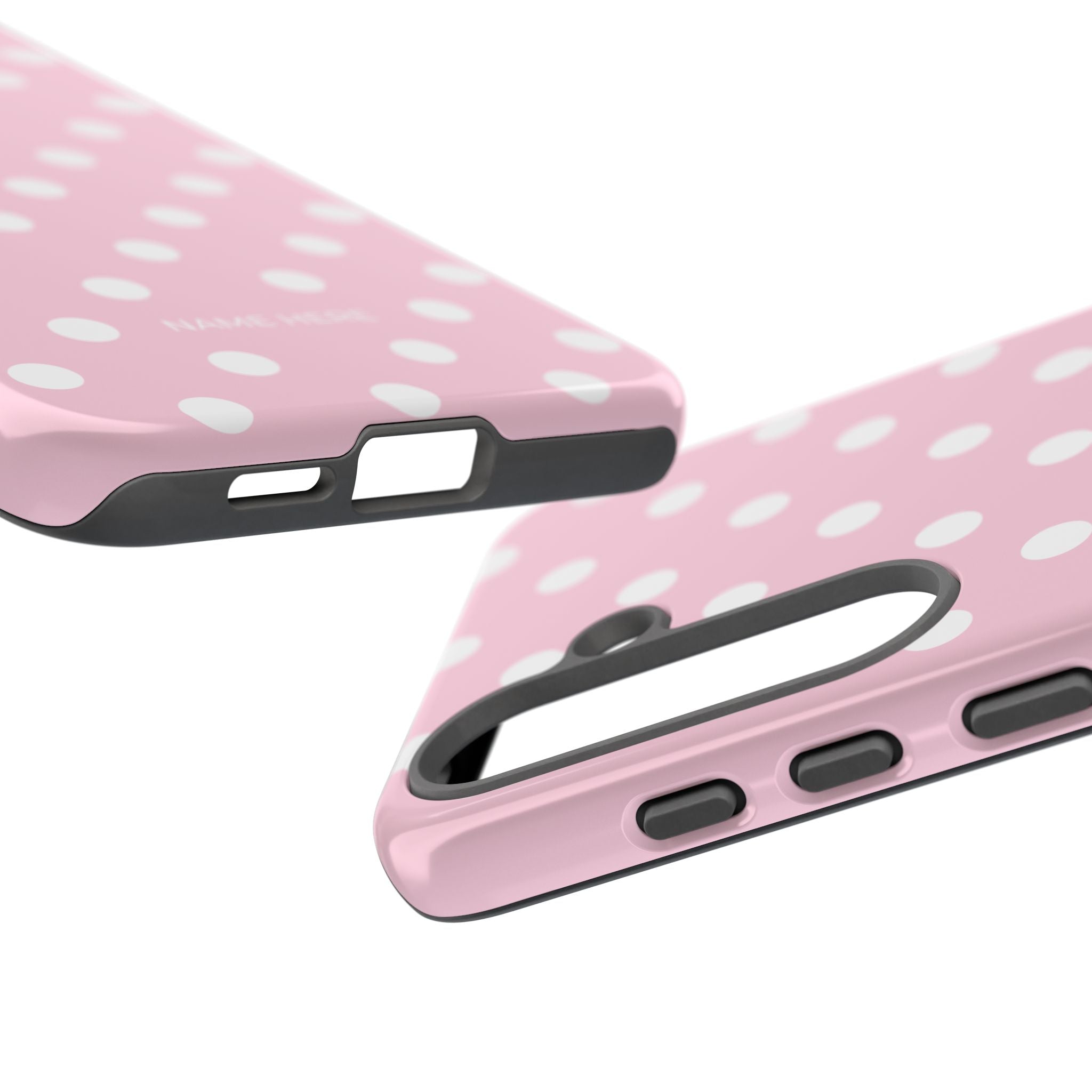 Pink & White PolkaDot Customisable Name Case