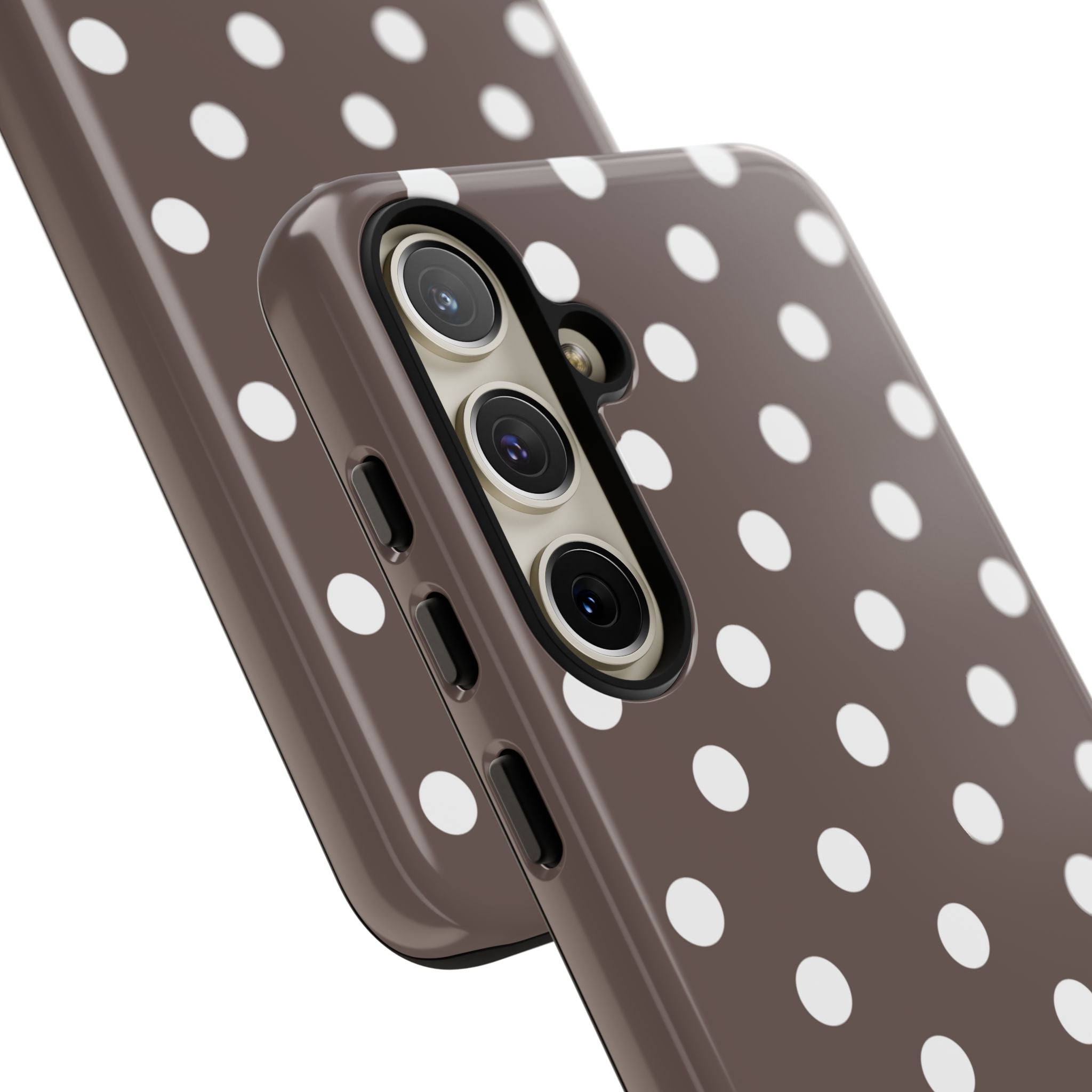 Brown & White PolkaDot Customisable Case