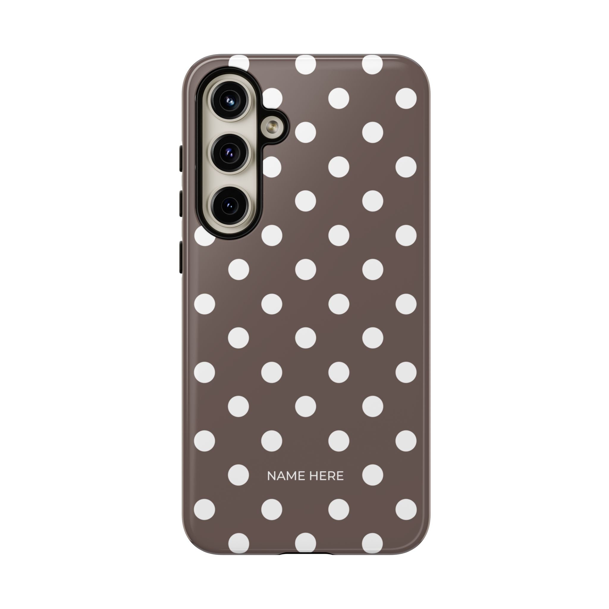 Brown & White PolkaDot Customisable Case