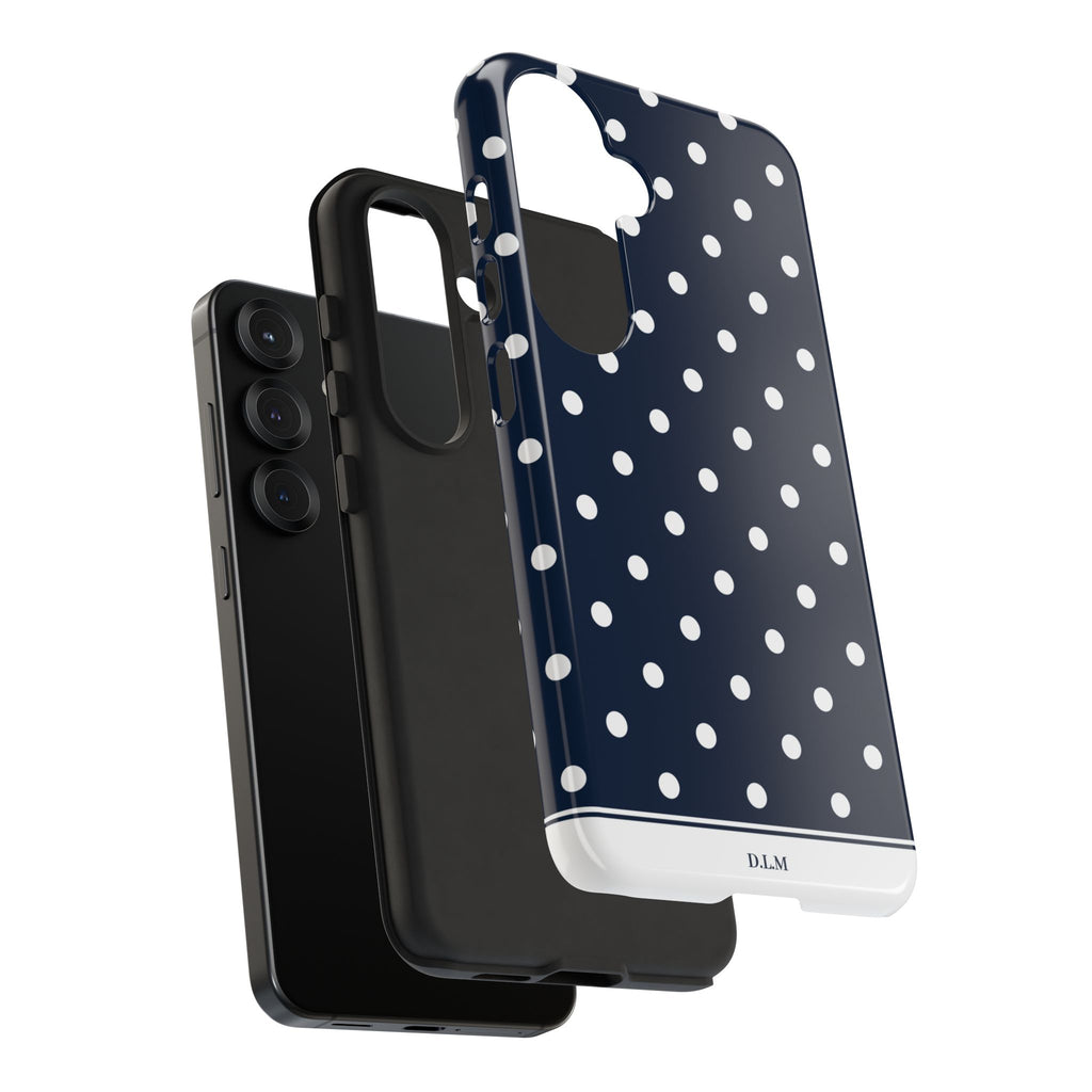 Navy Pearl Personalised Polka Dot Case