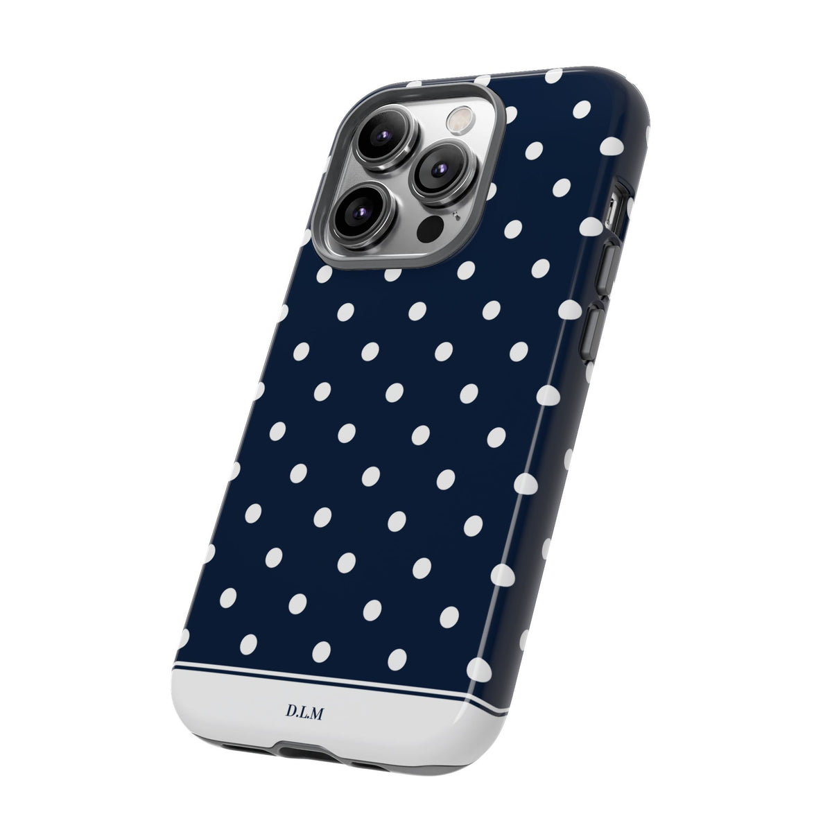 Navy Pearl Personalised Polka Dot Case