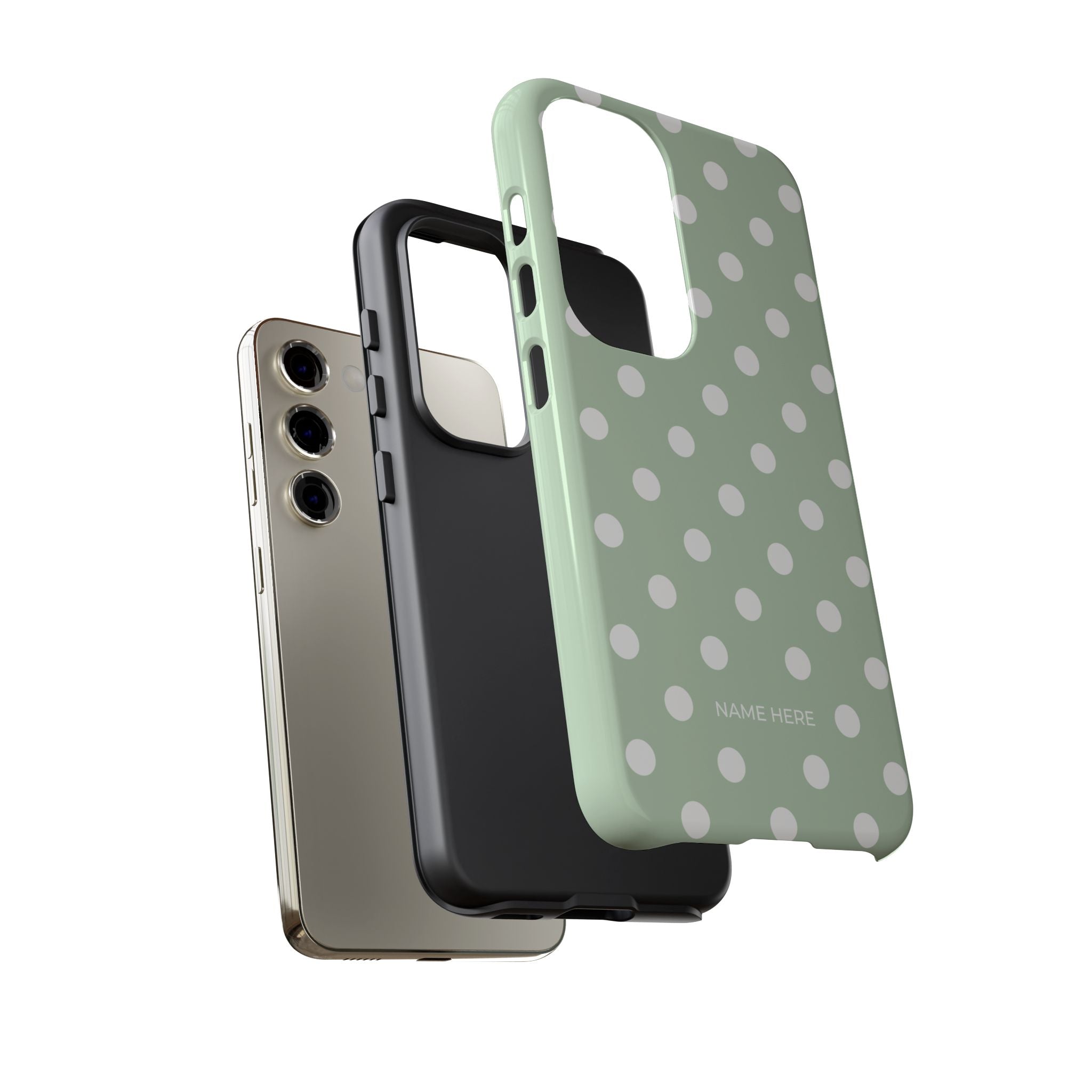 Green & White Polka Dot Customisable Case