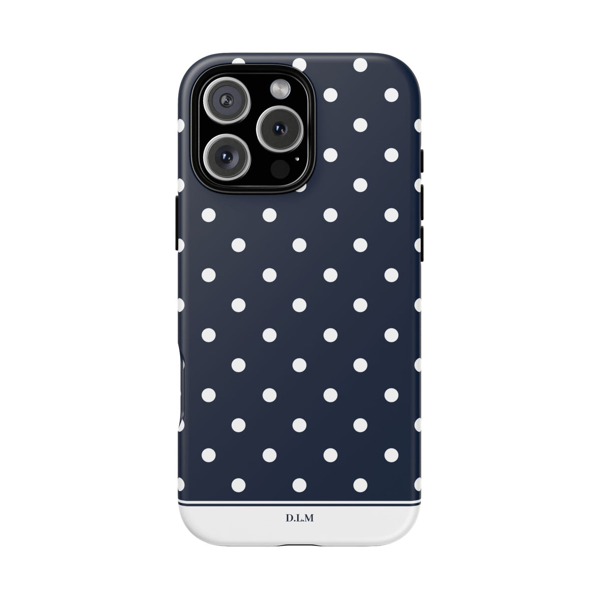 Navy Pearl Personalised Polka Dot Case