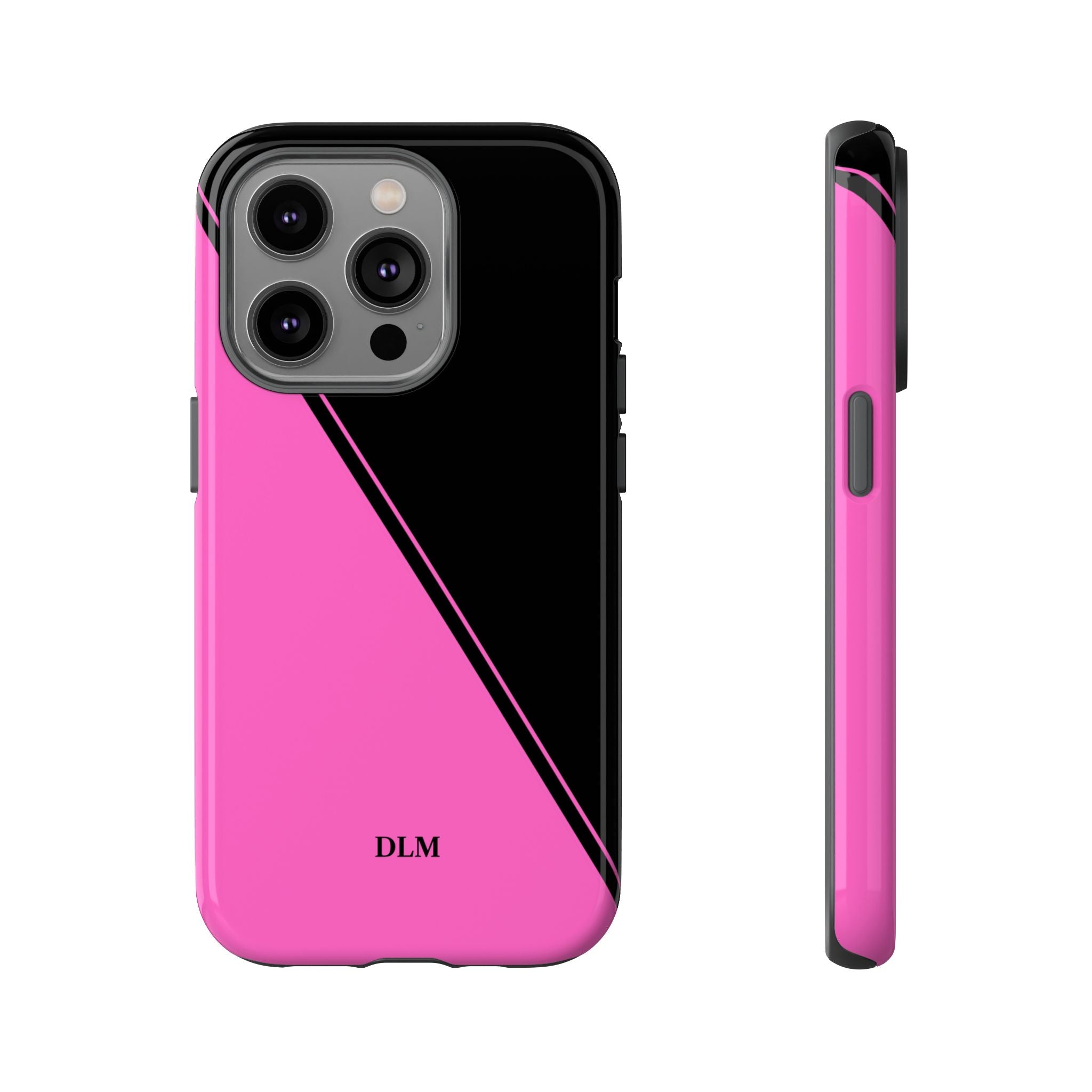 Pink/Black Two Tone Custom Initials Case