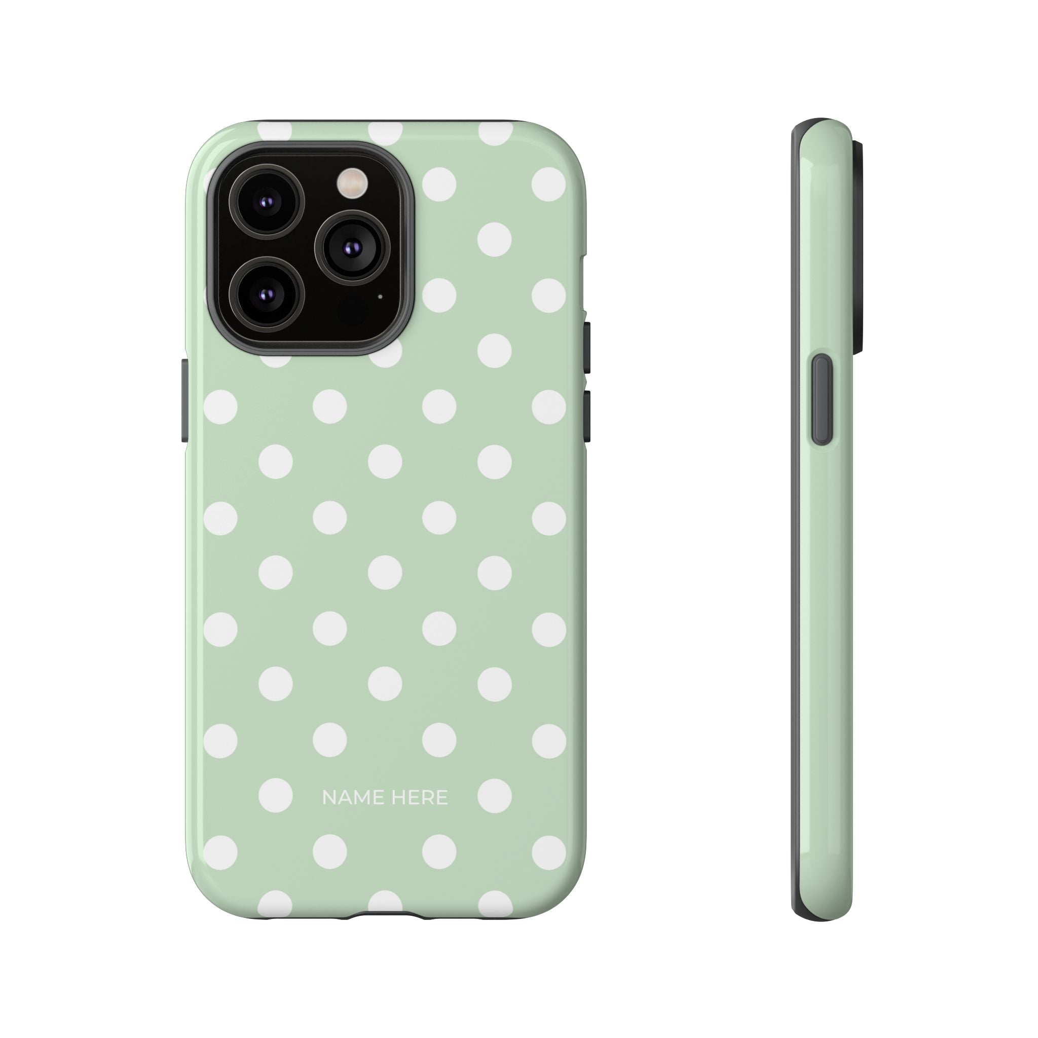 Green & White Polka Dot Customisable Case