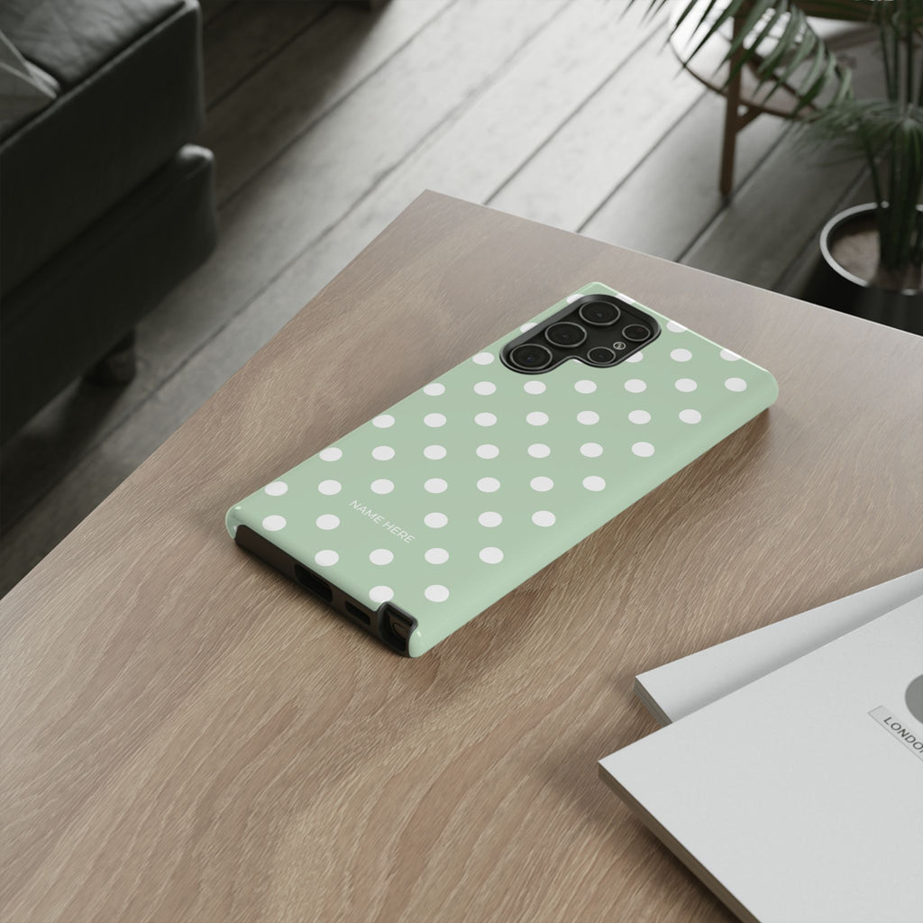 Green & White Polka Dot Customisable Case