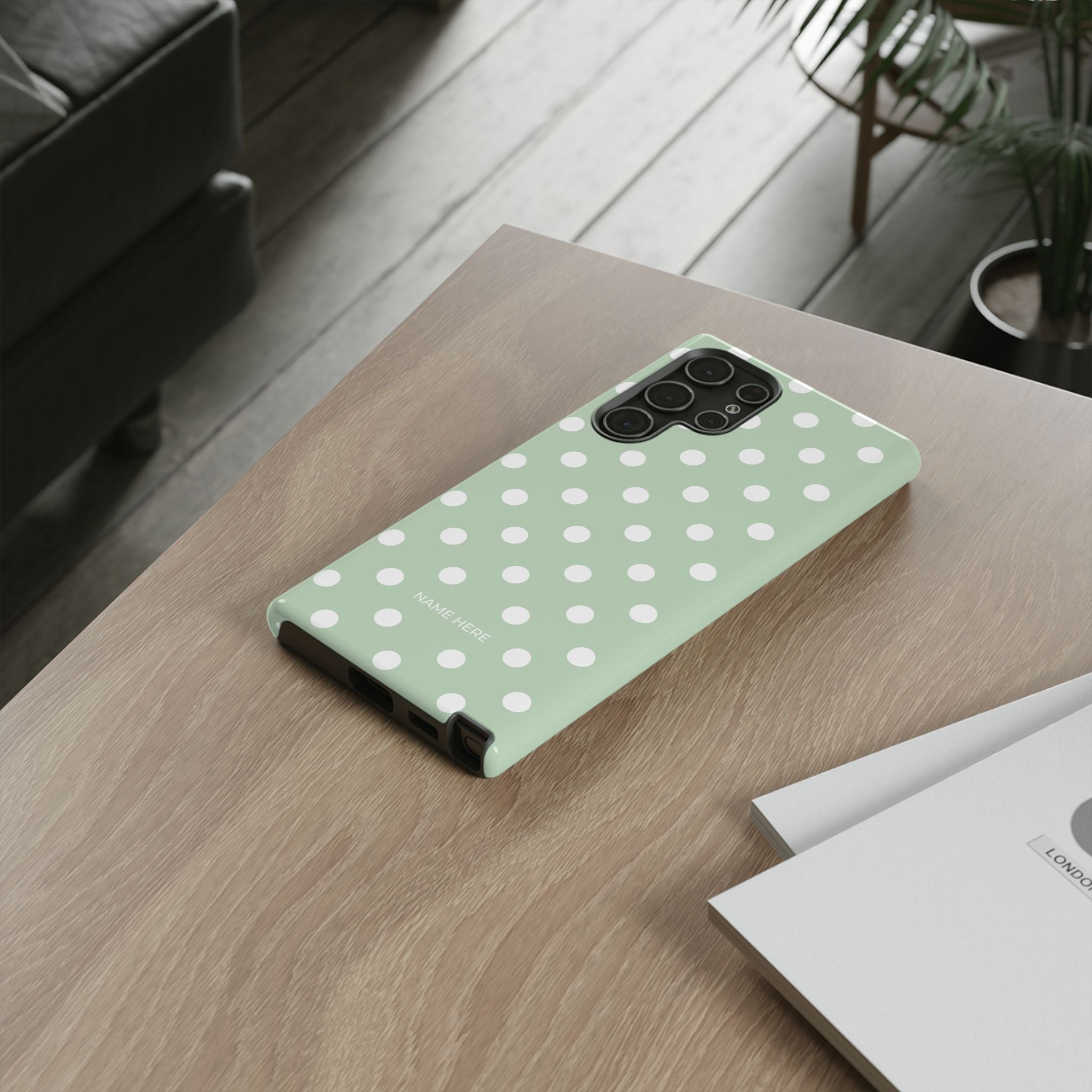 Green & White Polka Dot Customisable Case