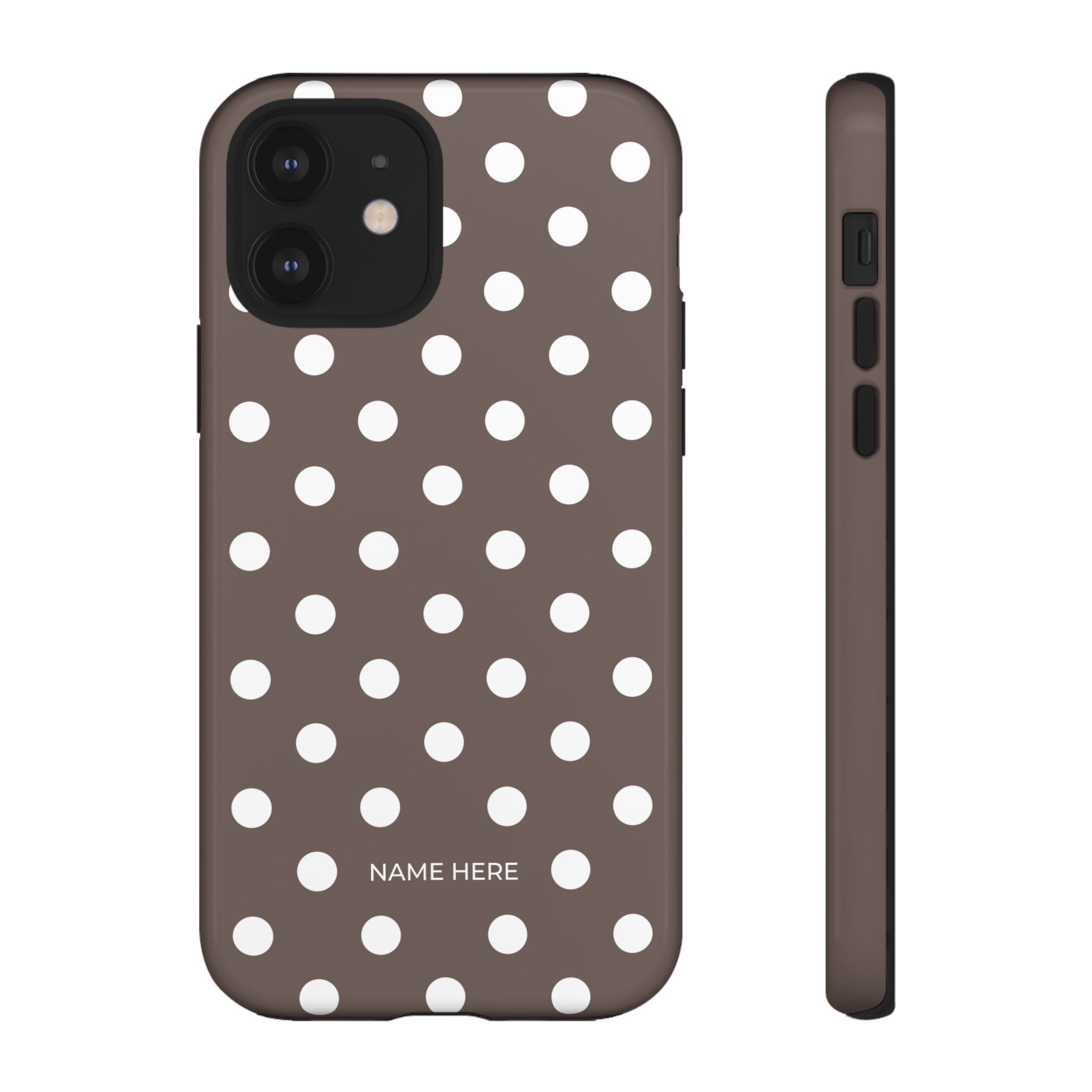 Brown & White PolkaDot Customisable Case