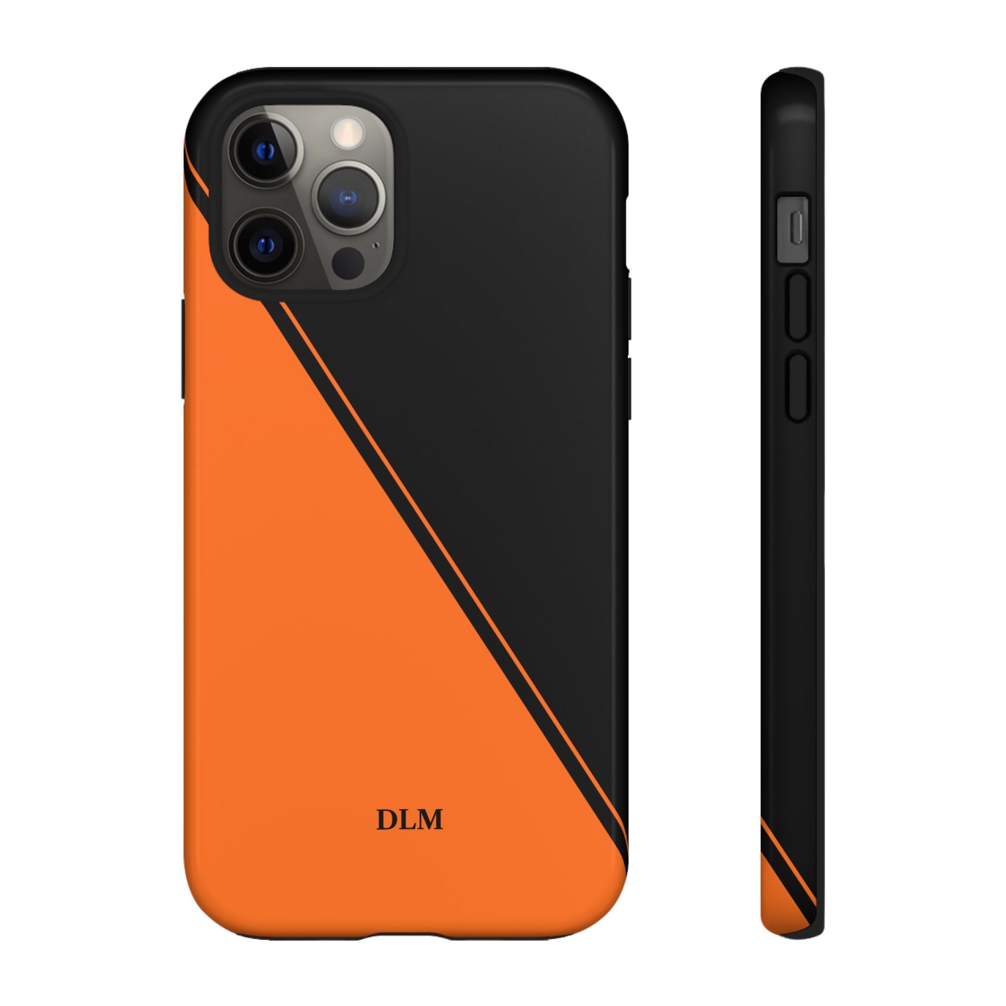 Orange/Black Two Tone Custom Initials Case