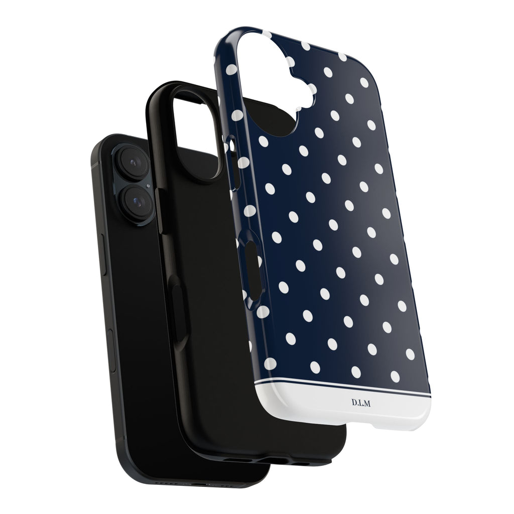 Navy Pearl Personalised Polka Dot Case