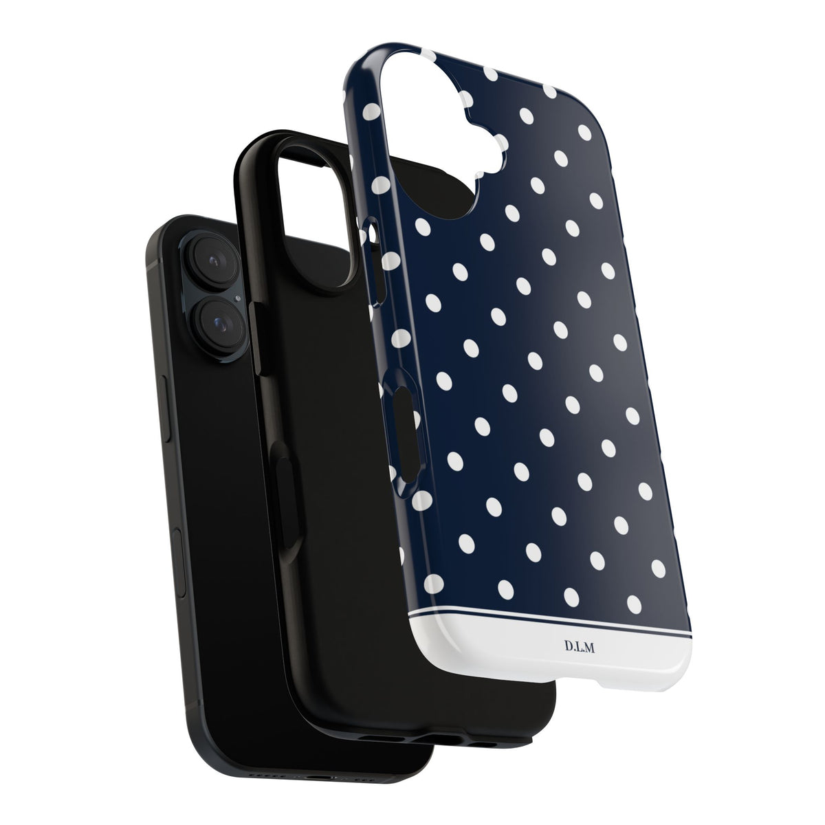 Navy Pearl Personalised Polka Dot Case