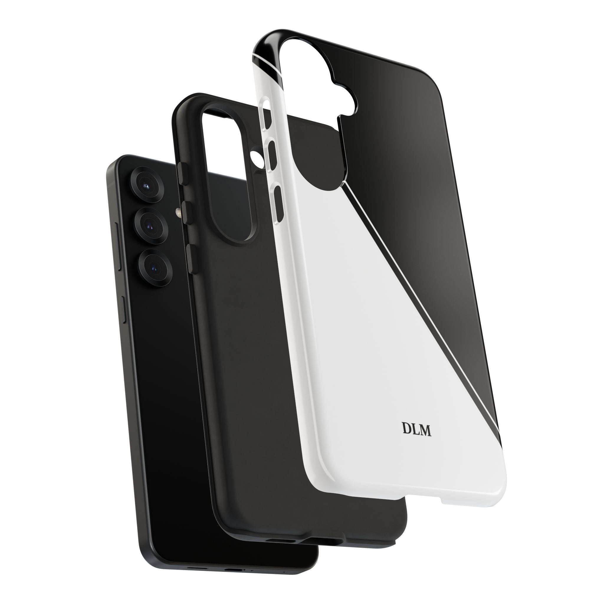 White/Black Two Tone Custom Initials Case