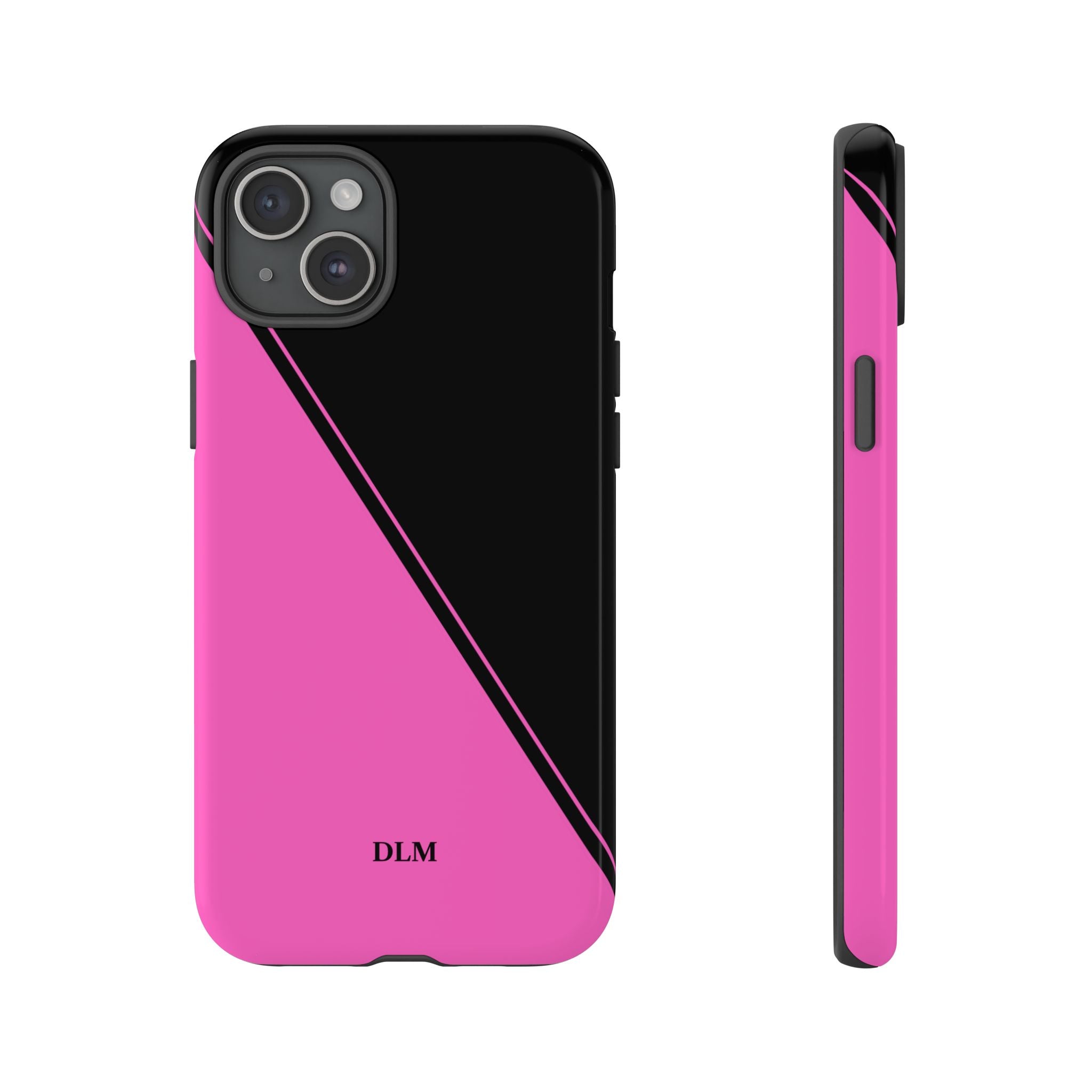 Pink/Black Two Tone Custom Initials Case