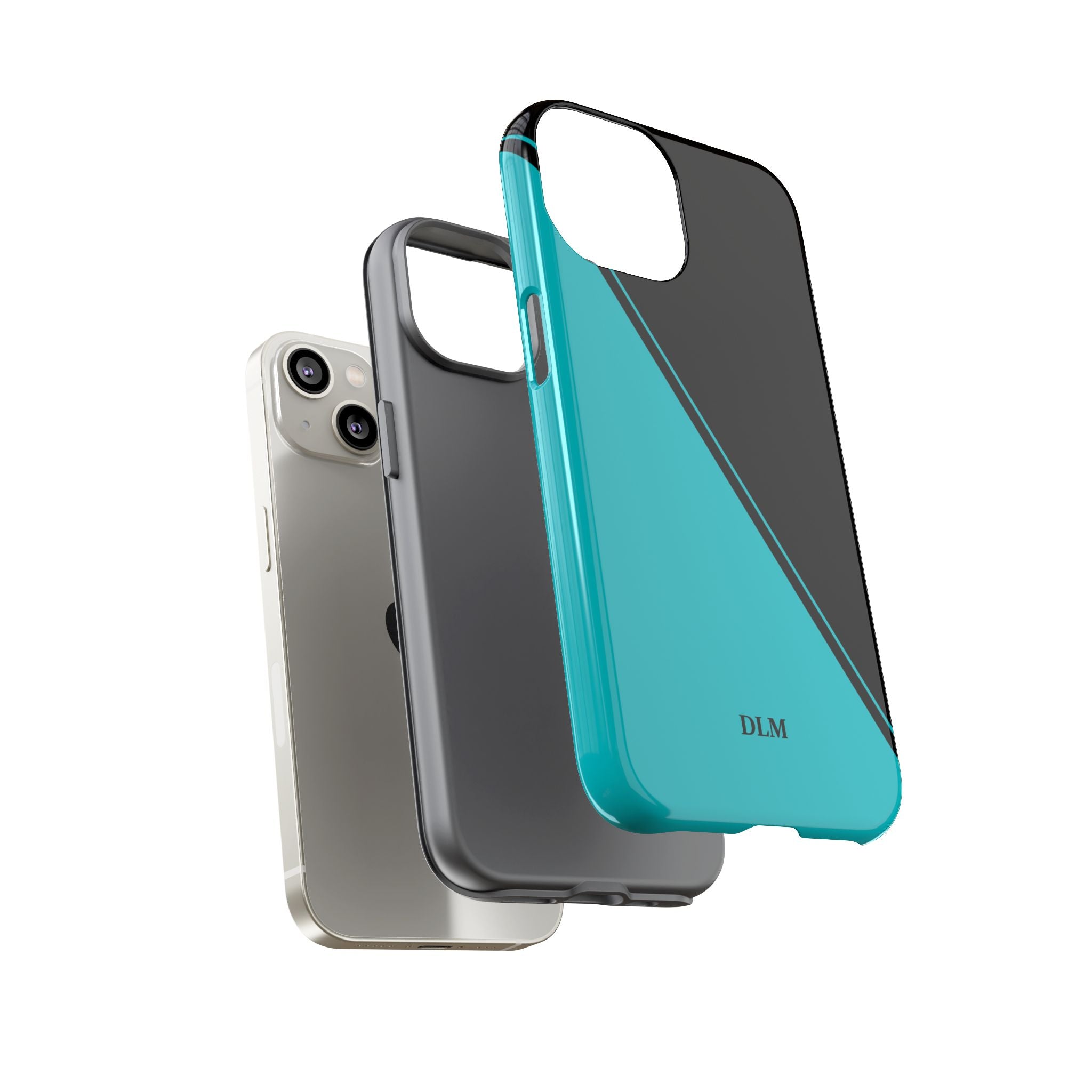 Tiffany/Black Two Tone Custom Initials Case
