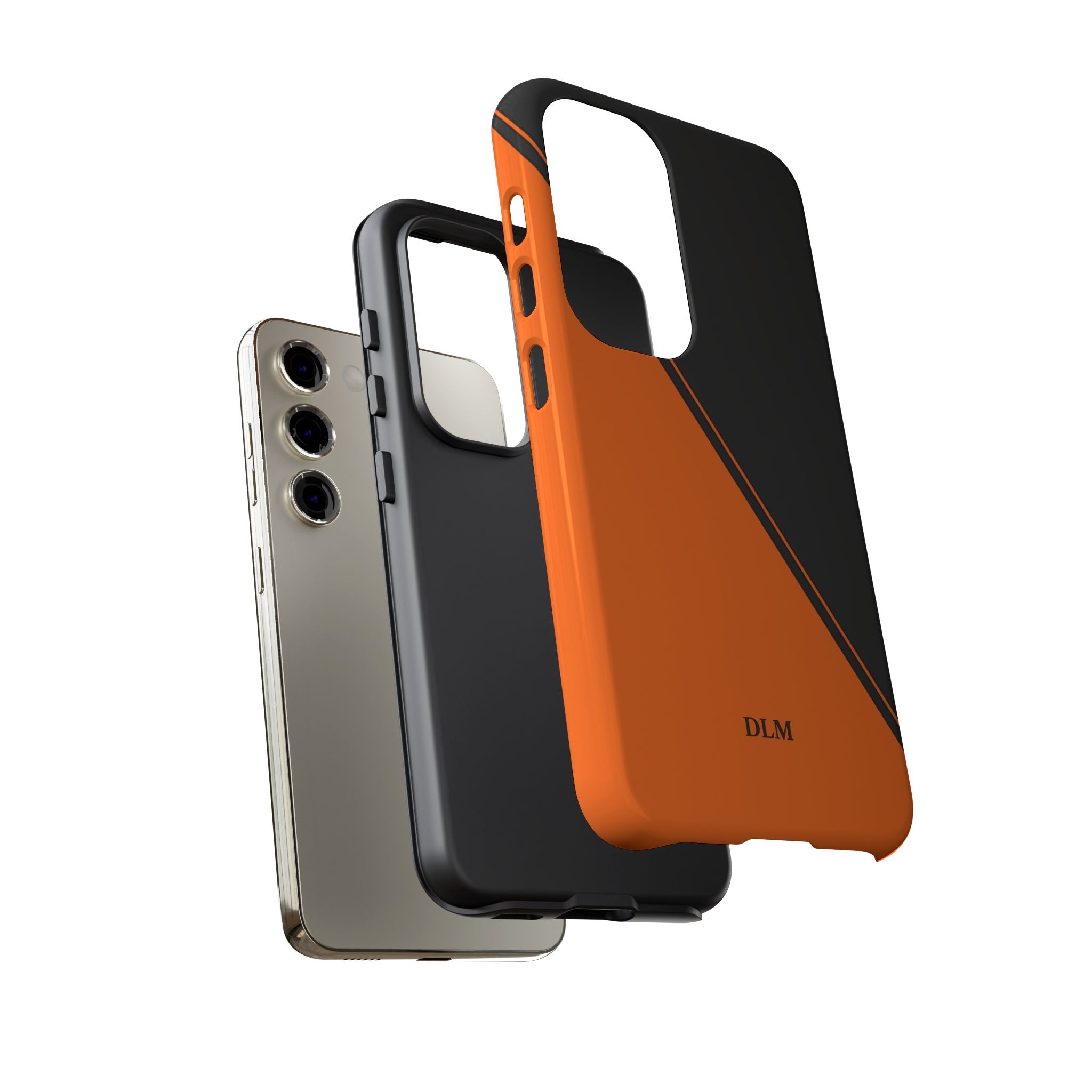 Orange/Black Two Tone Custom Initials Case
