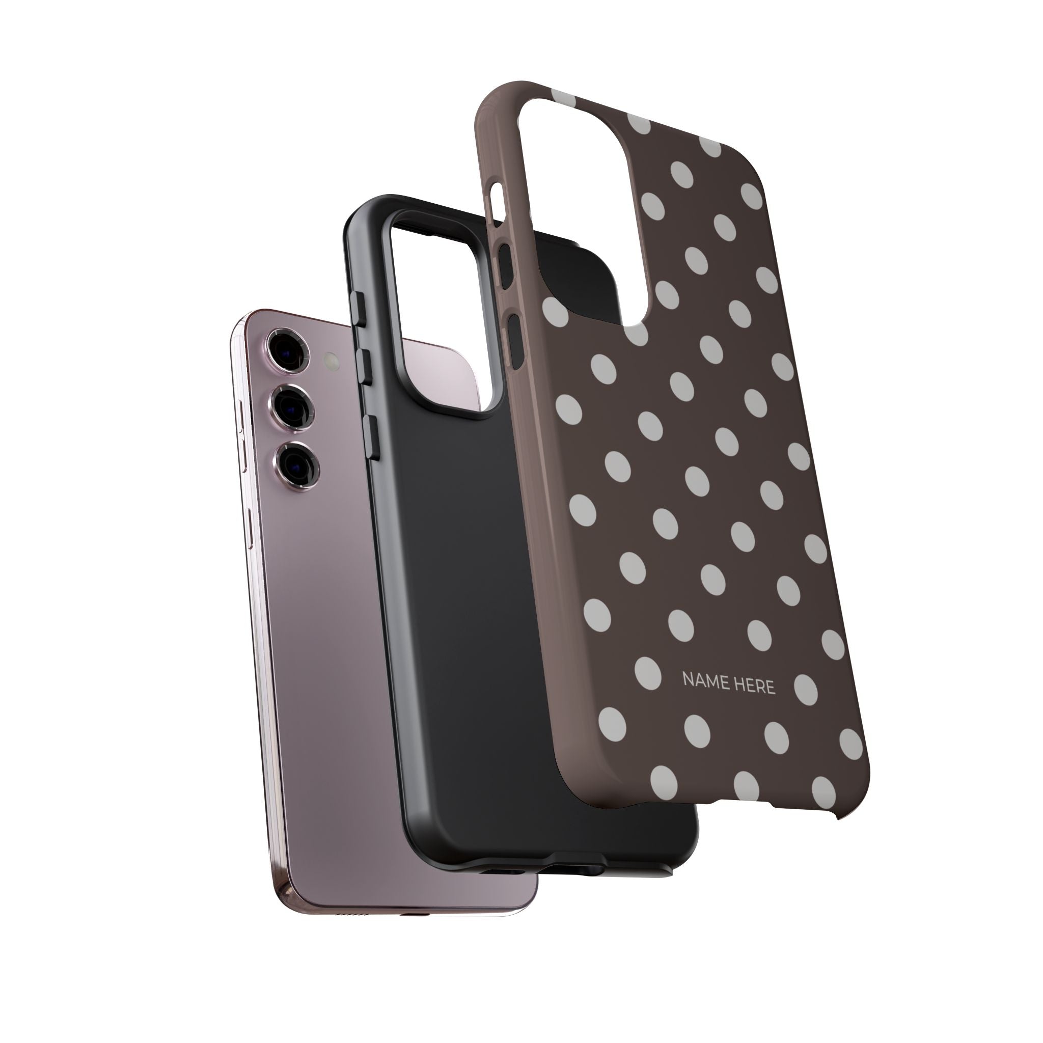 Brown & White PolkaDot Customisable Case