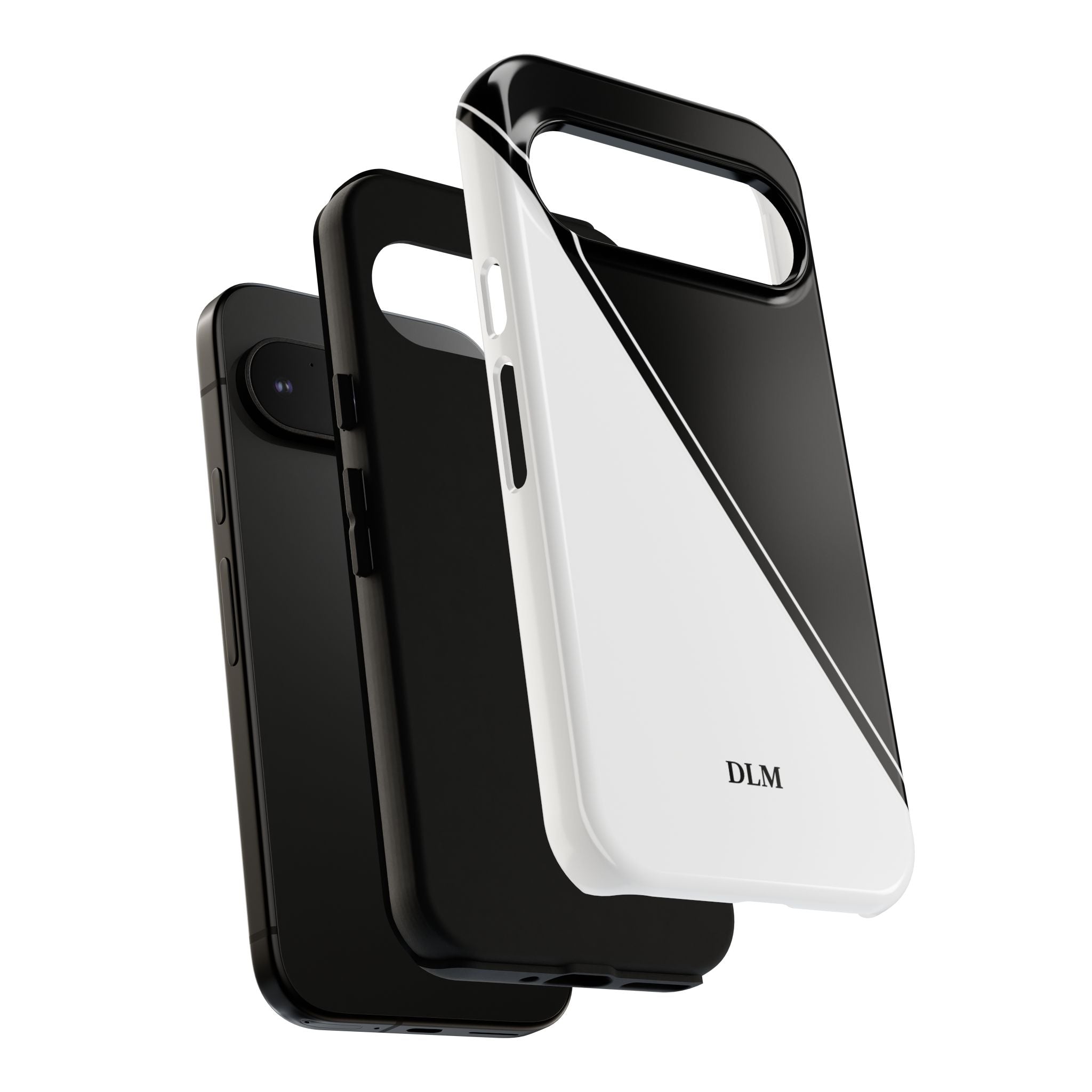 White/Black Two Tone Custom Initials Case