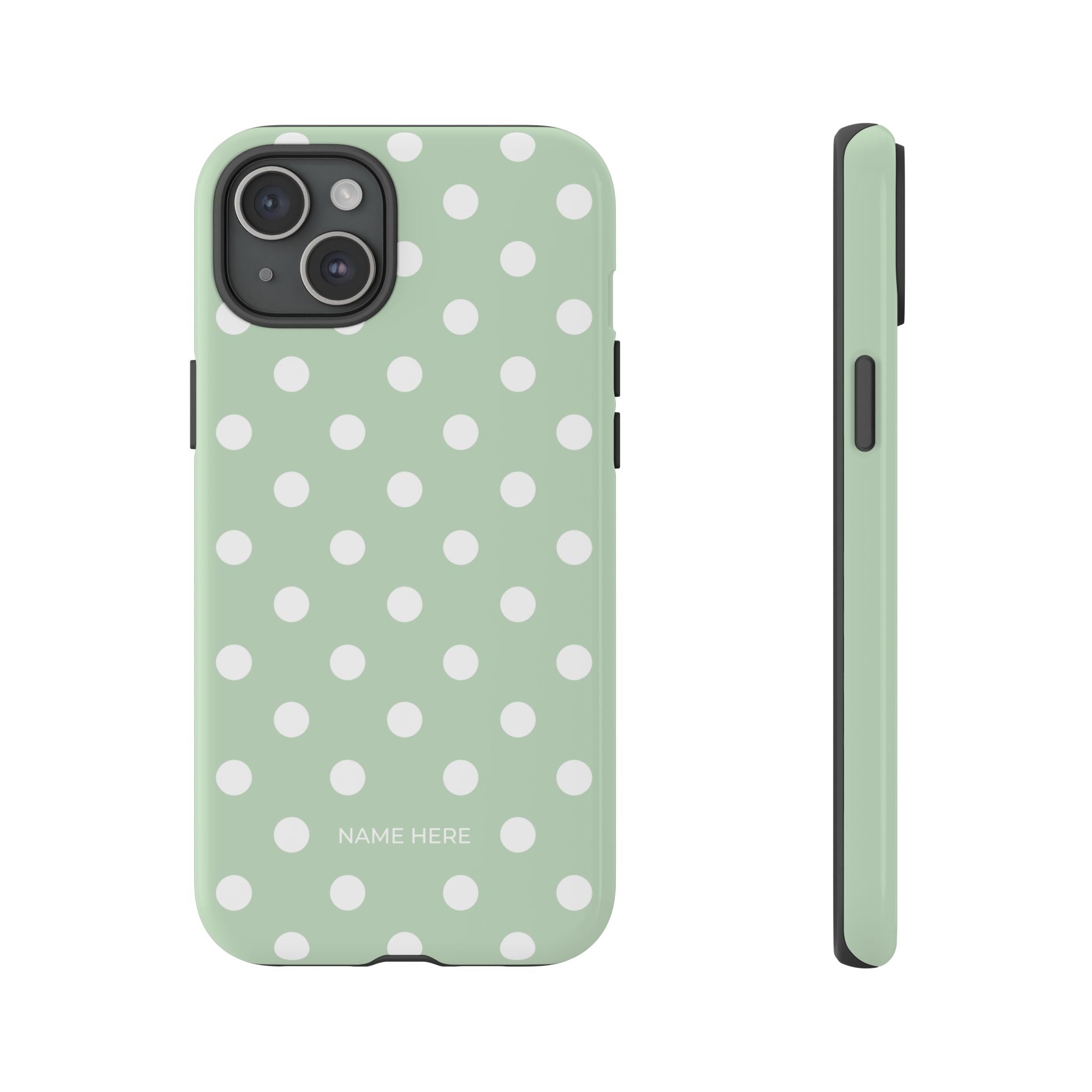 Green & White Polka Dot Customisable Case