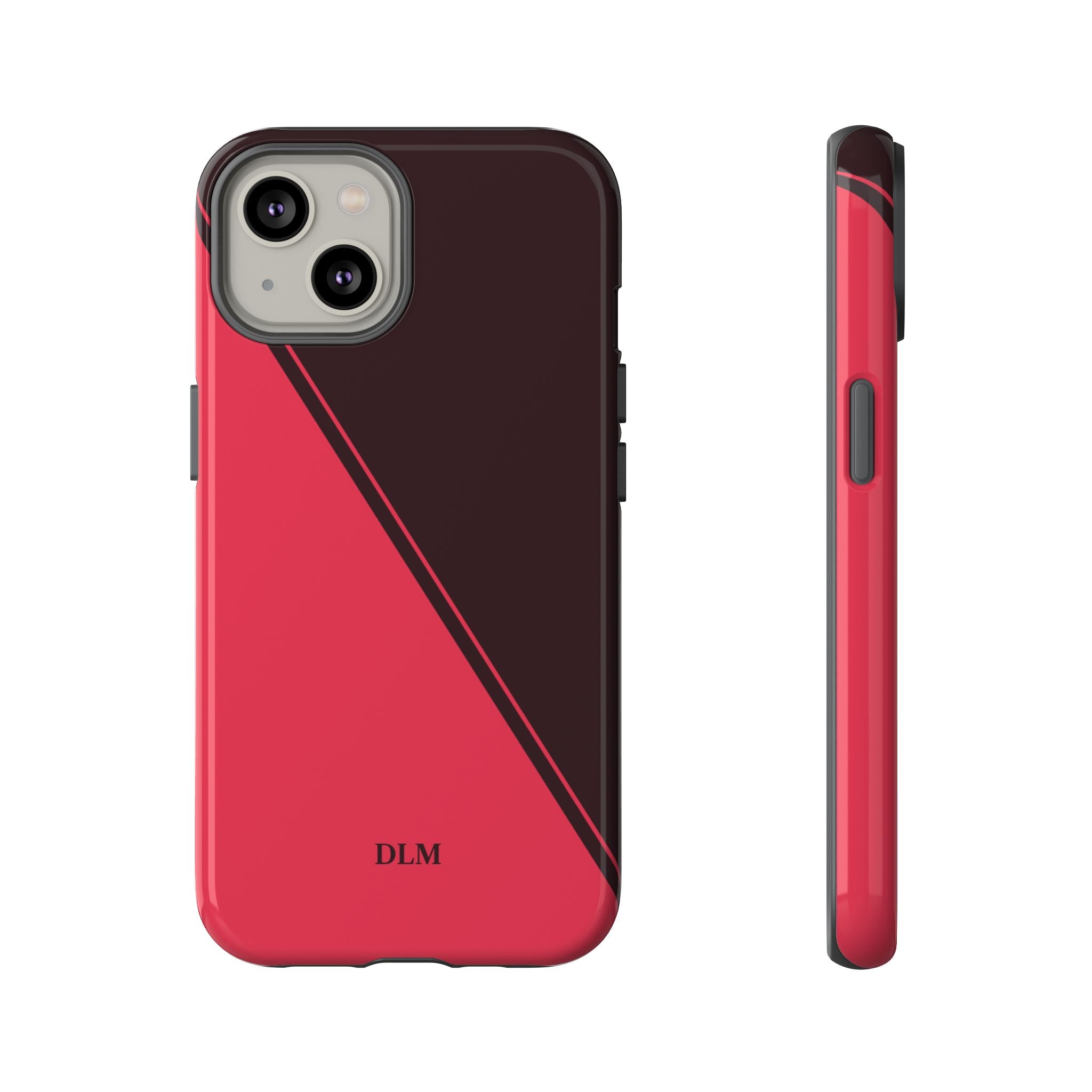 Red/Brown Two Tone Custom Initials Case