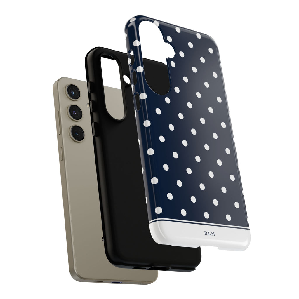 Navy Pearl Personalised Polka Dot Case
