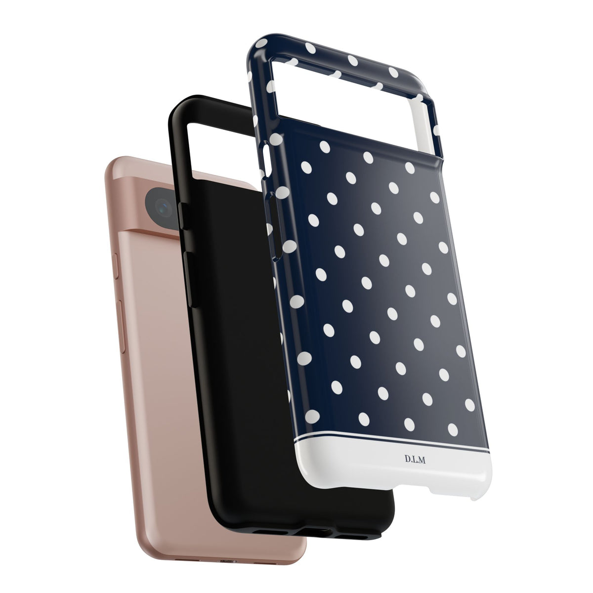 Navy Pearl Personalised Polka Dot Case