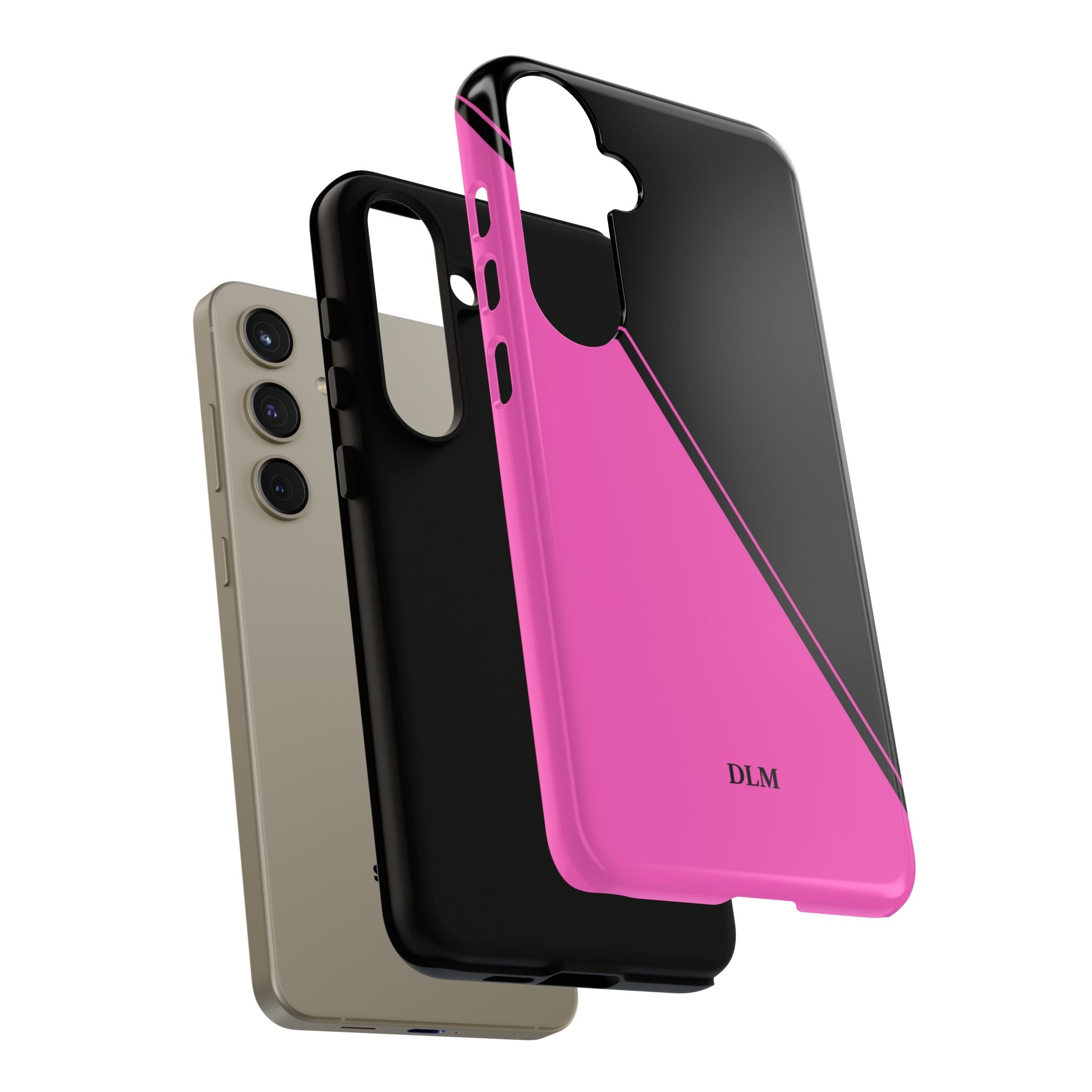 Pink/Black Two Tone Custom Initials Case