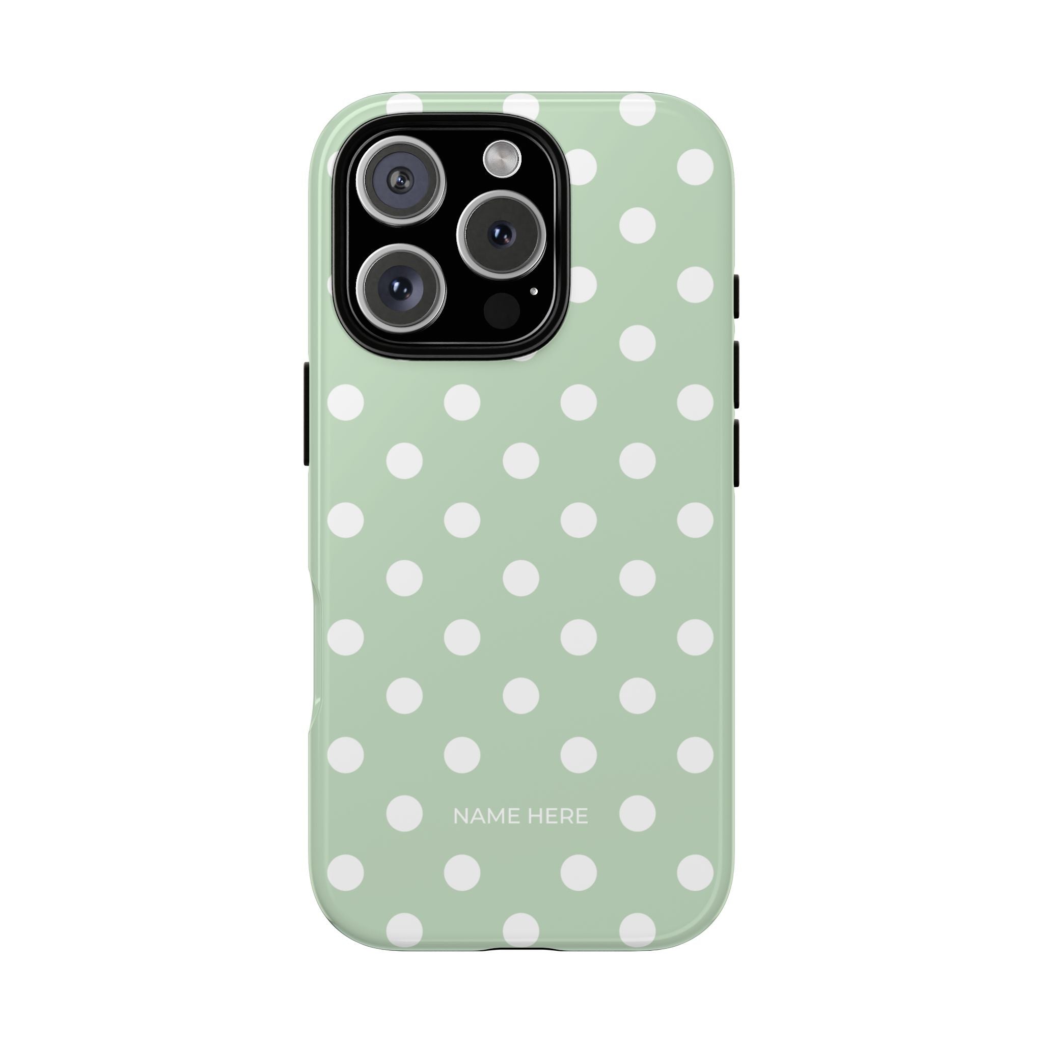 Green & White Polka Dot Customisable Case