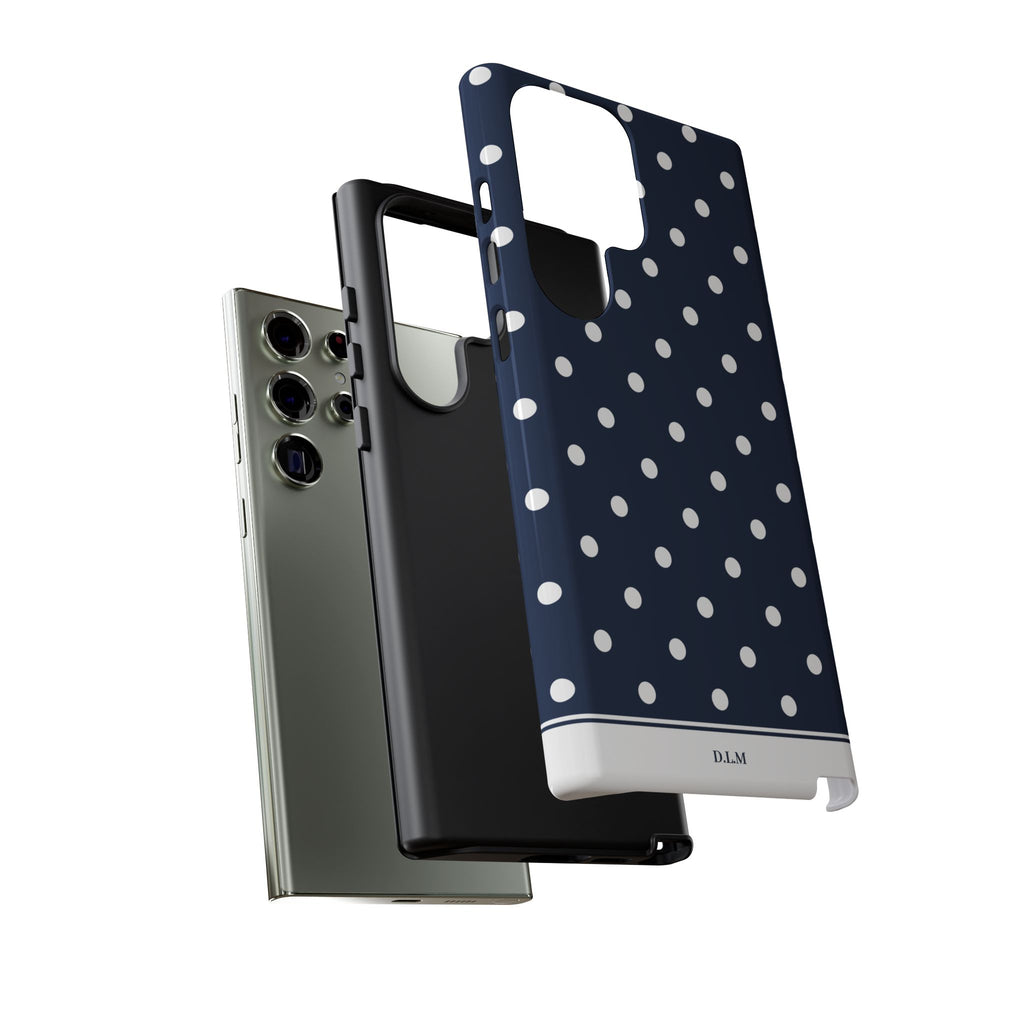 Navy Pearl Personalised Polka Dot Case
