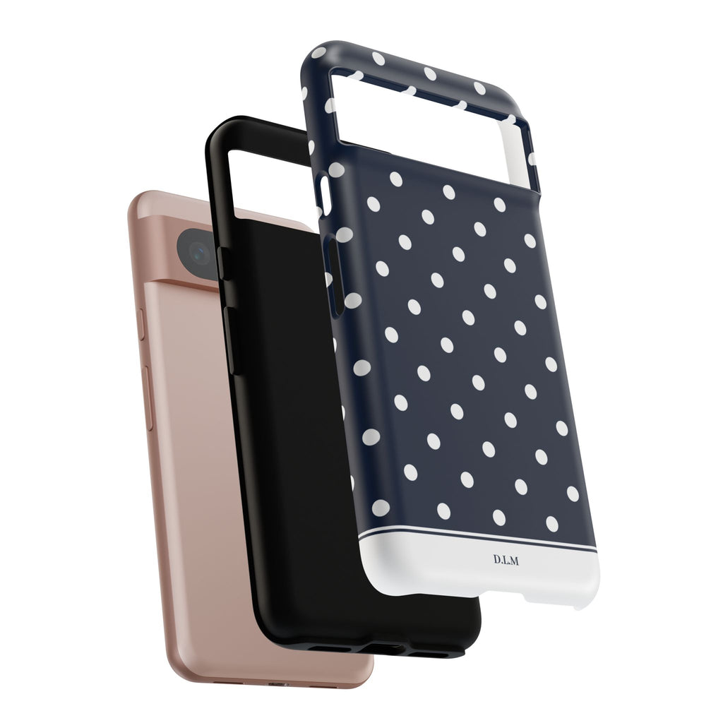 Navy Pearl Personalised Polka Dot Case