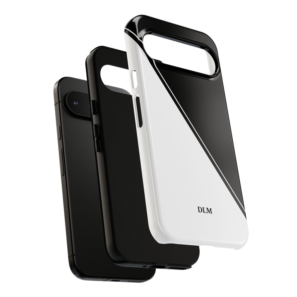 White/Black Two Tone Custom Initials Case