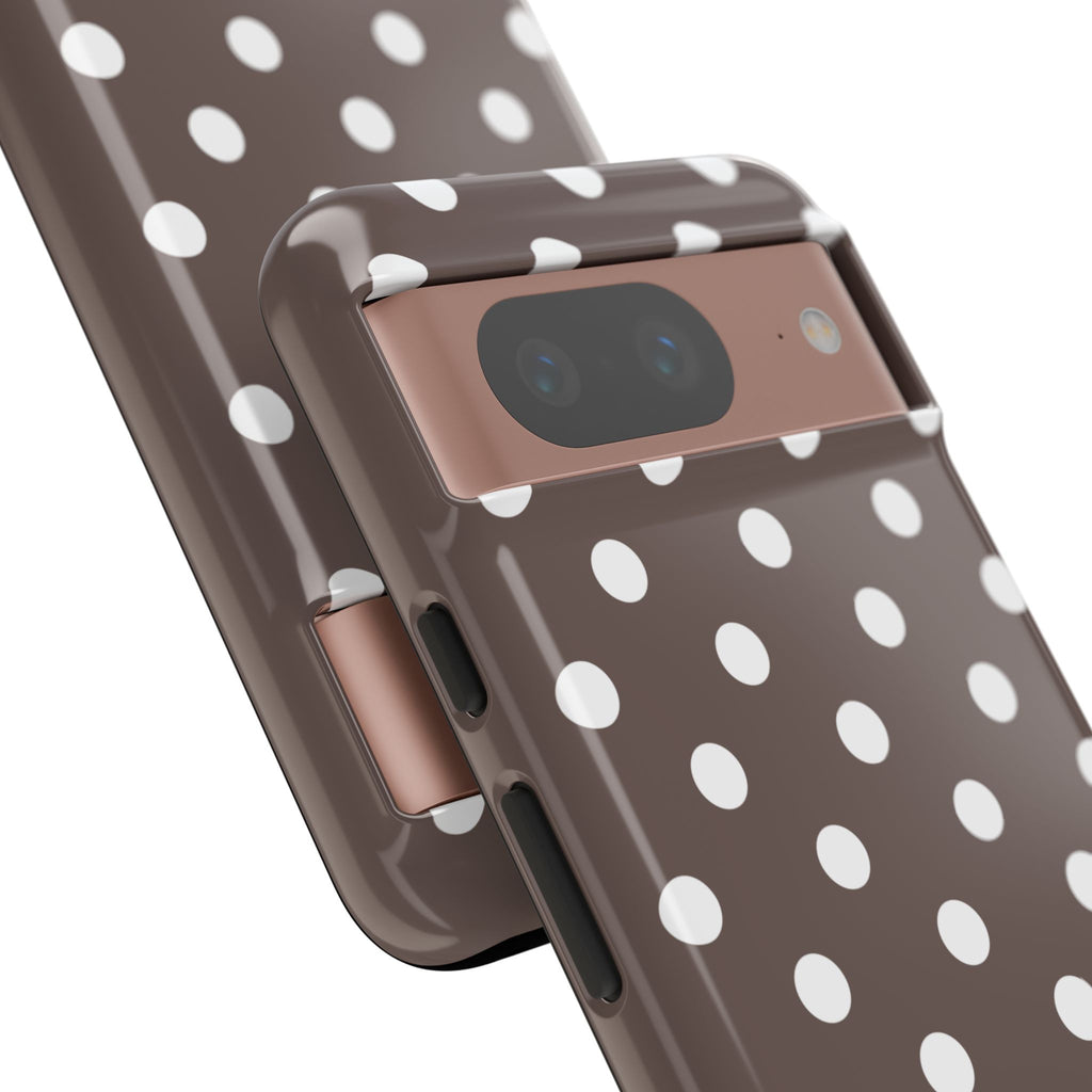 Brown & White PolkaDot Customisable Case
