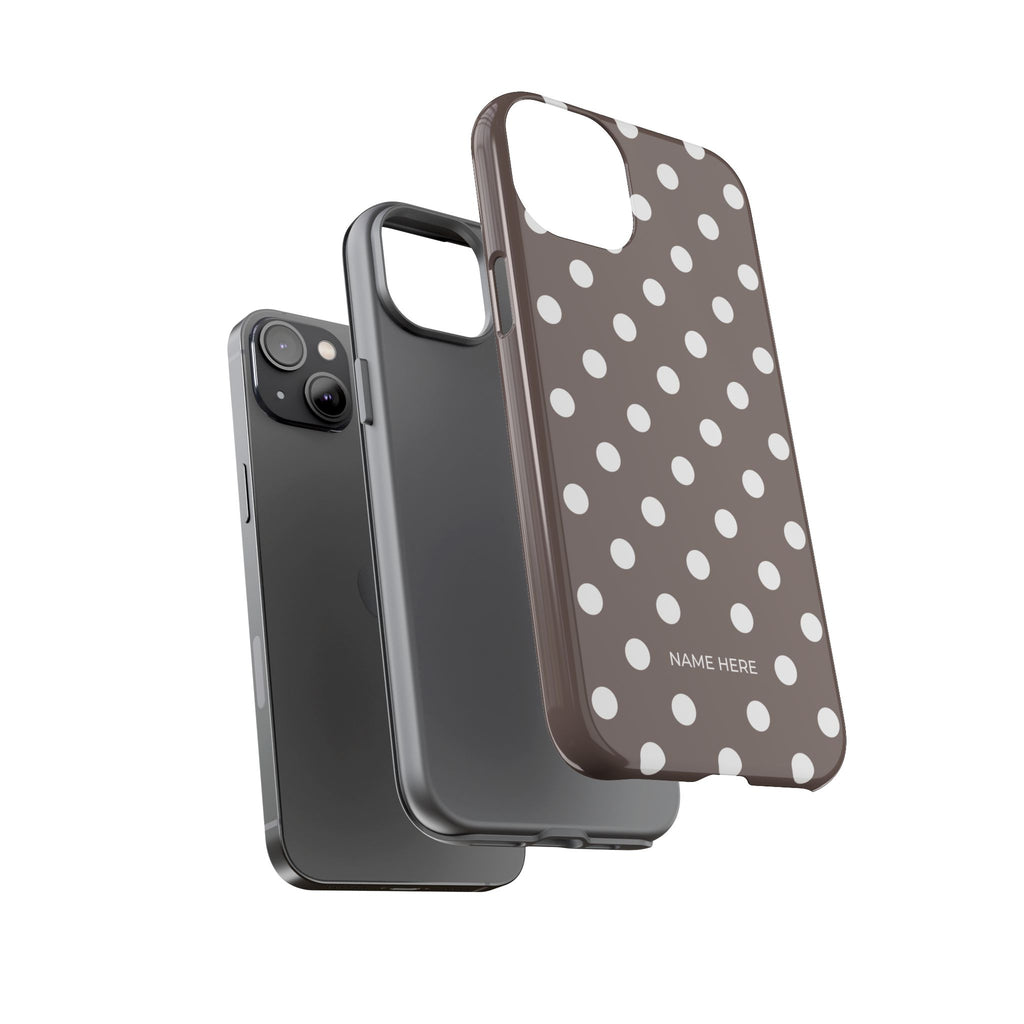Brown & White PolkaDot Customisable Case