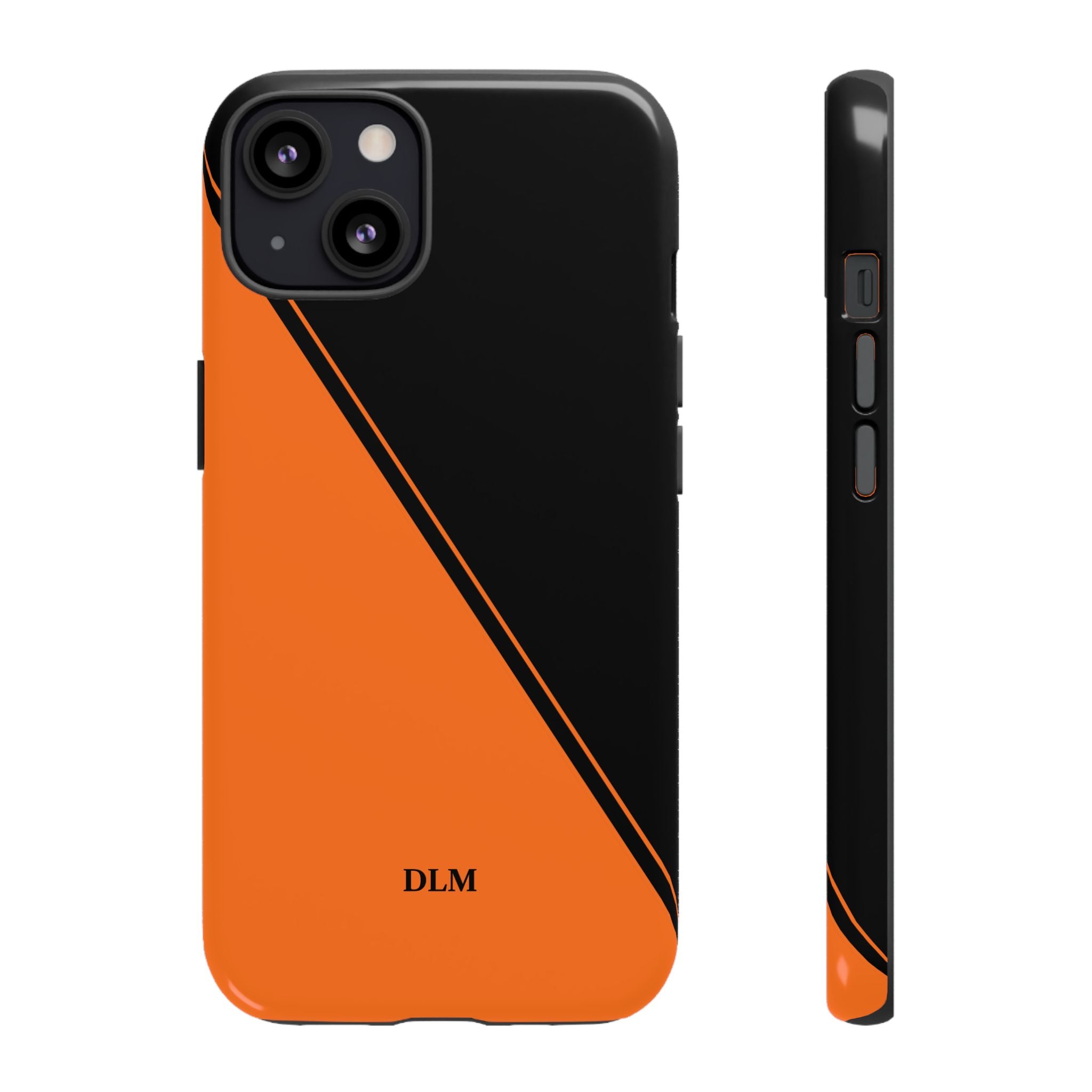Orange/Black Two Tone Custom Initials Case