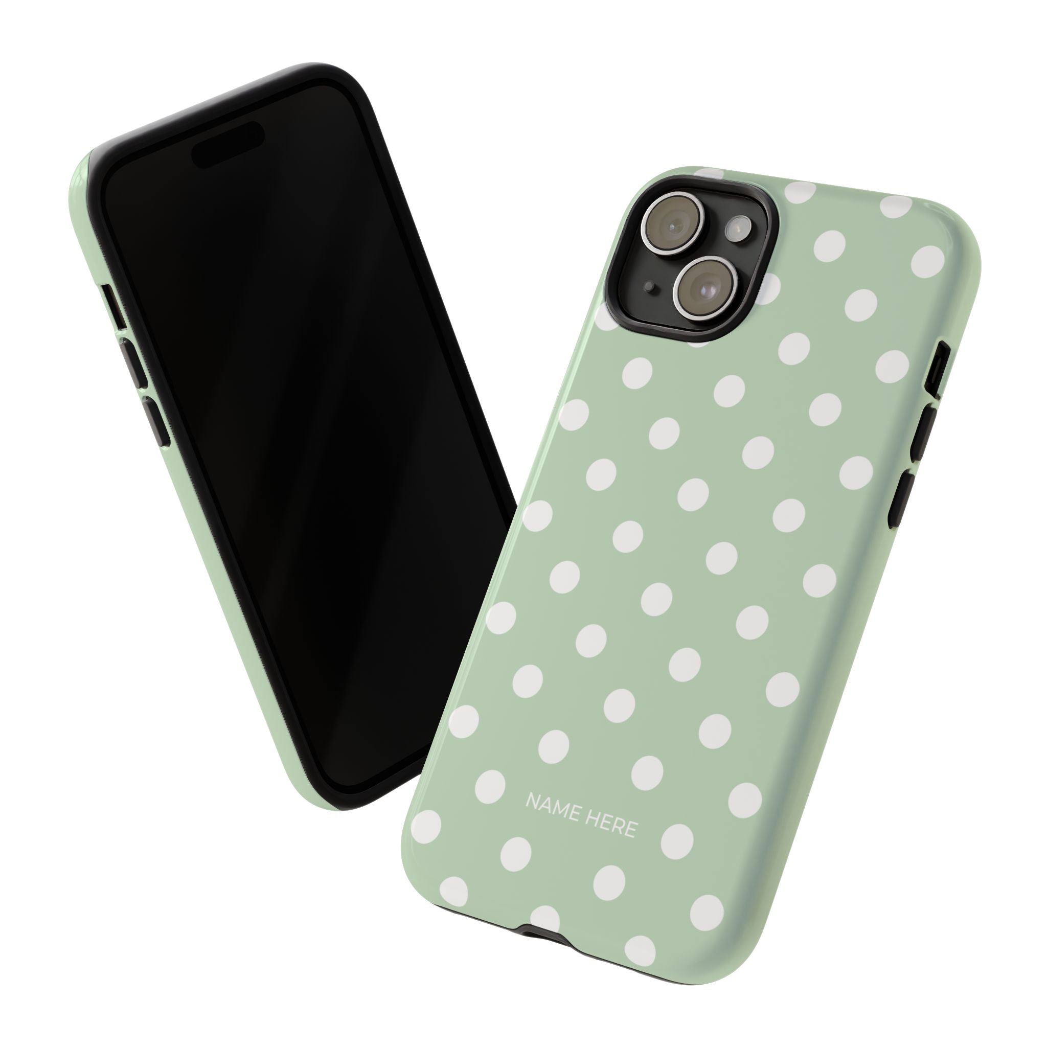 Green & White Polka Dot Customisable Case