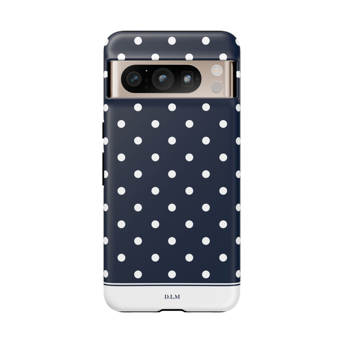 Navy Pearl Personalised Polka Dot Case