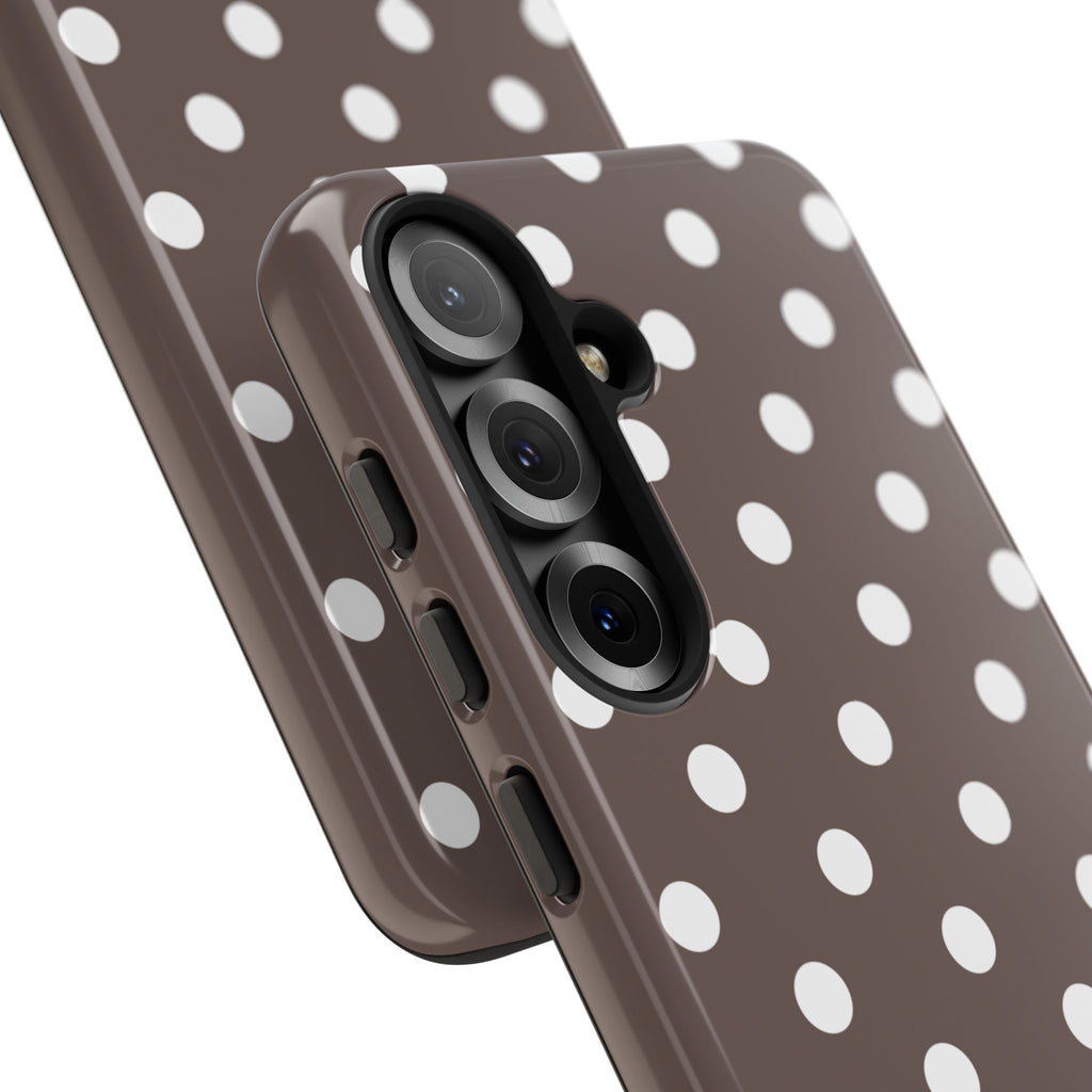 Brown & White PolkaDot Customisable Case