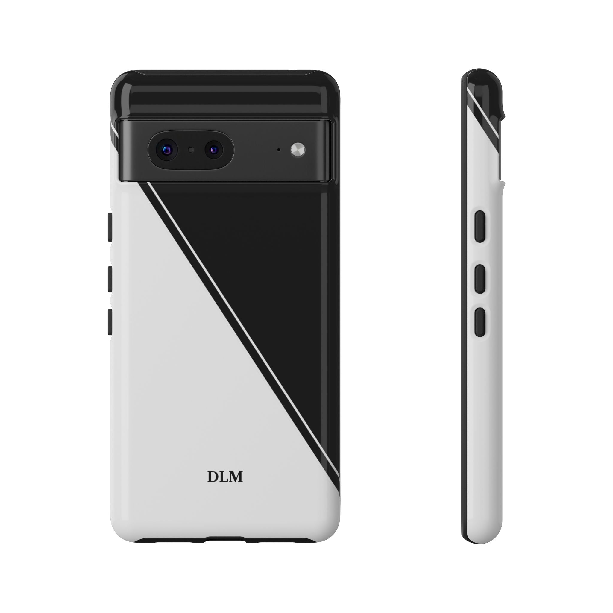 White/Black Two Tone Custom Initials Case