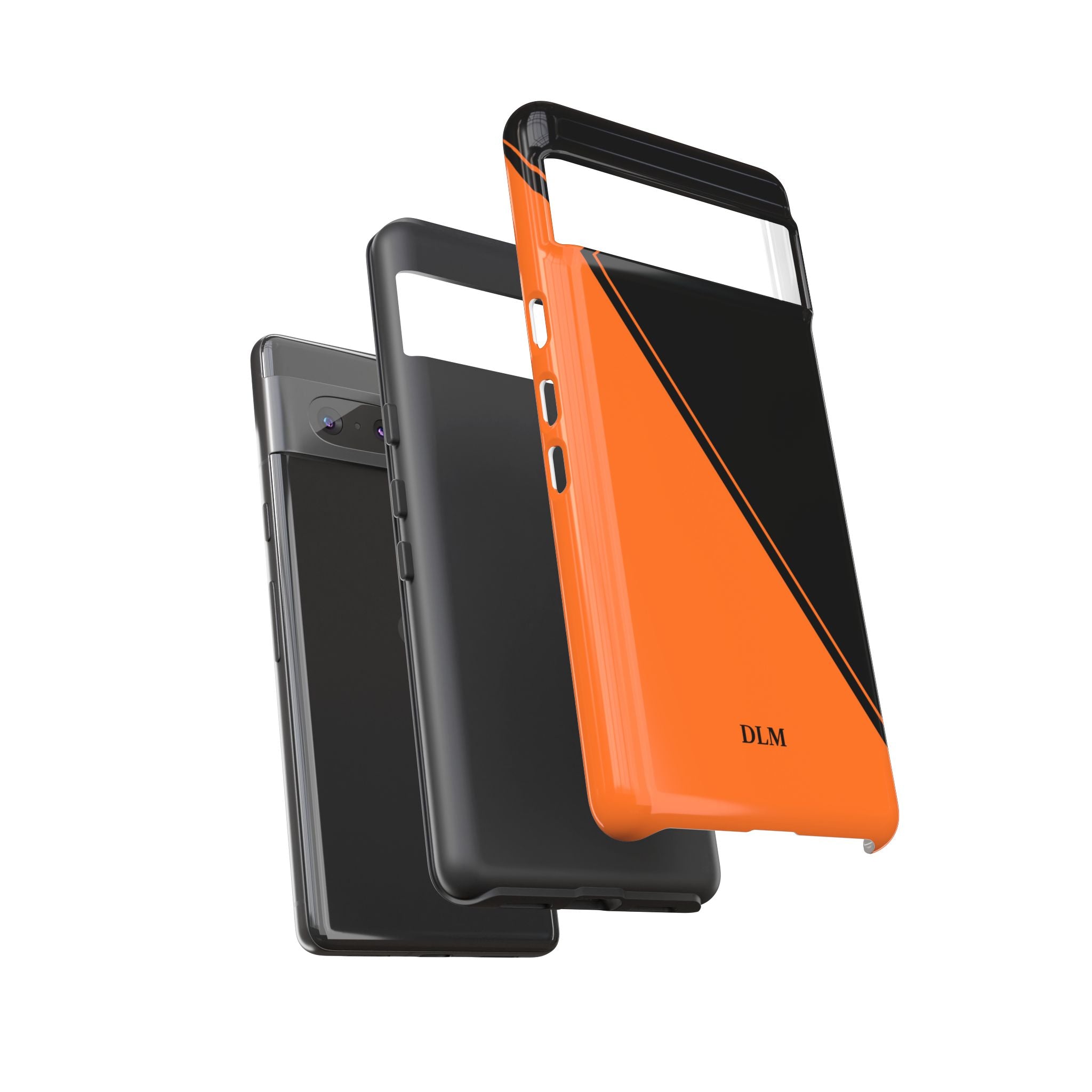 Orange/Black Two Tone Custom Initials Case