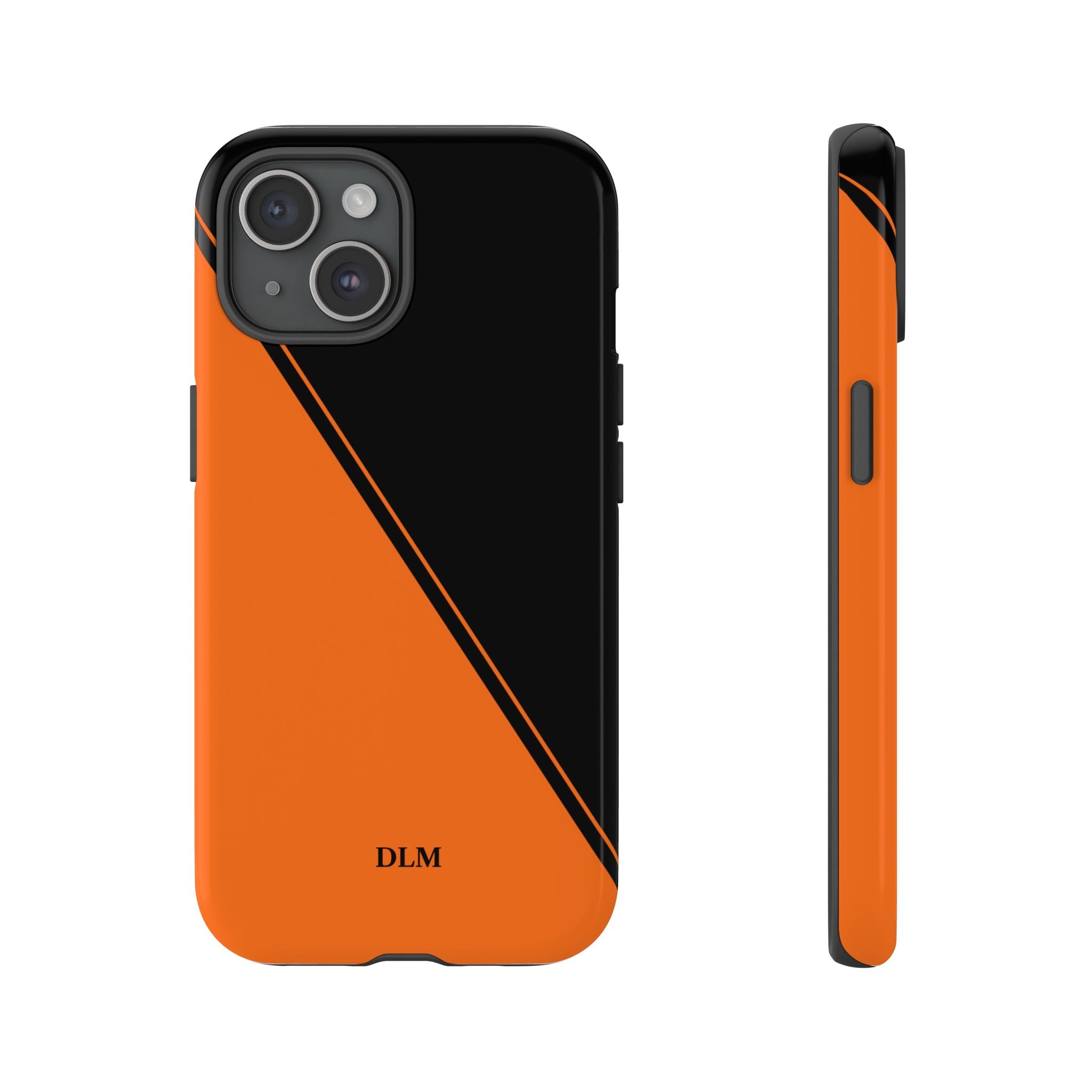 Orange/Black Two Tone Custom Initials Case