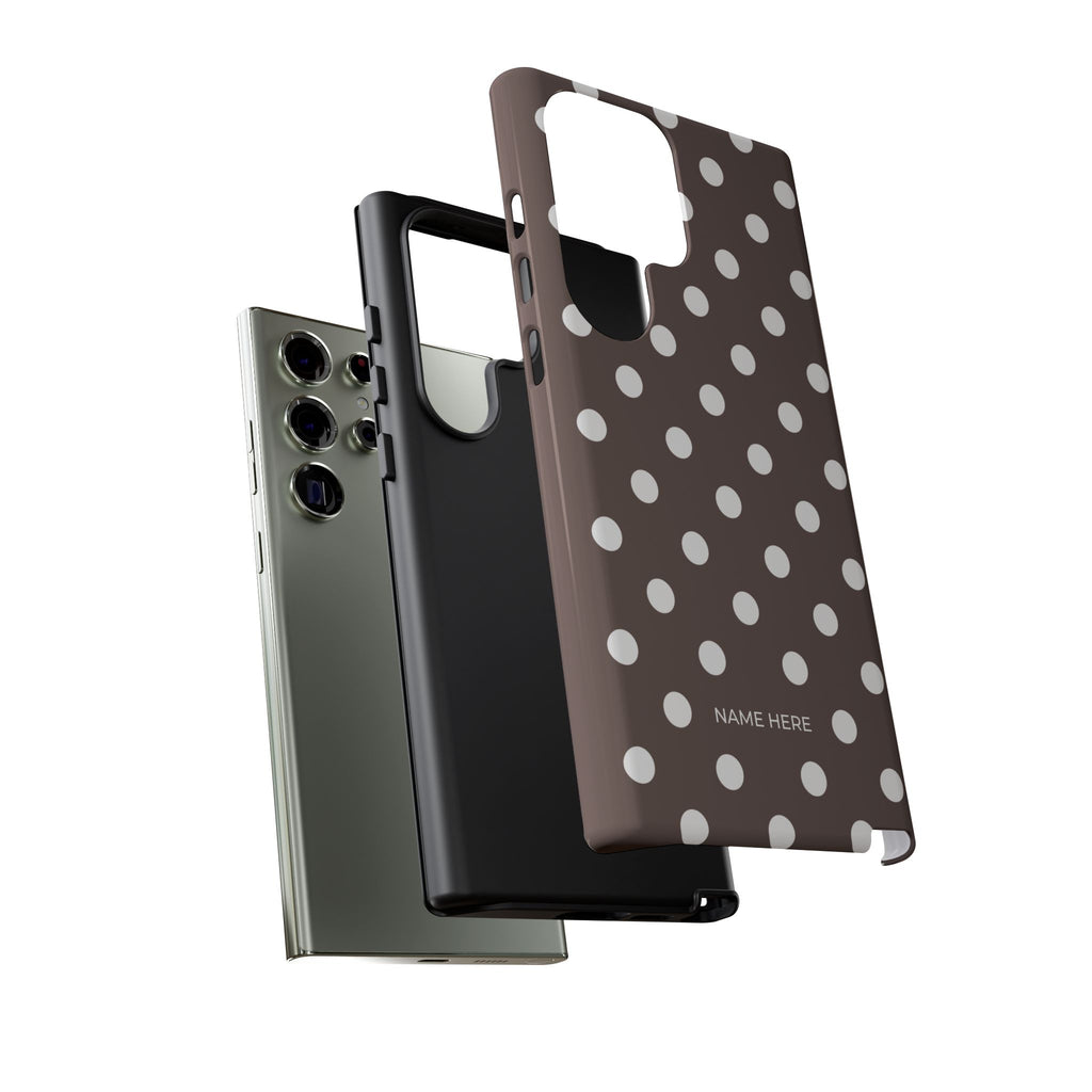 Brown & White PolkaDot Customisable Case