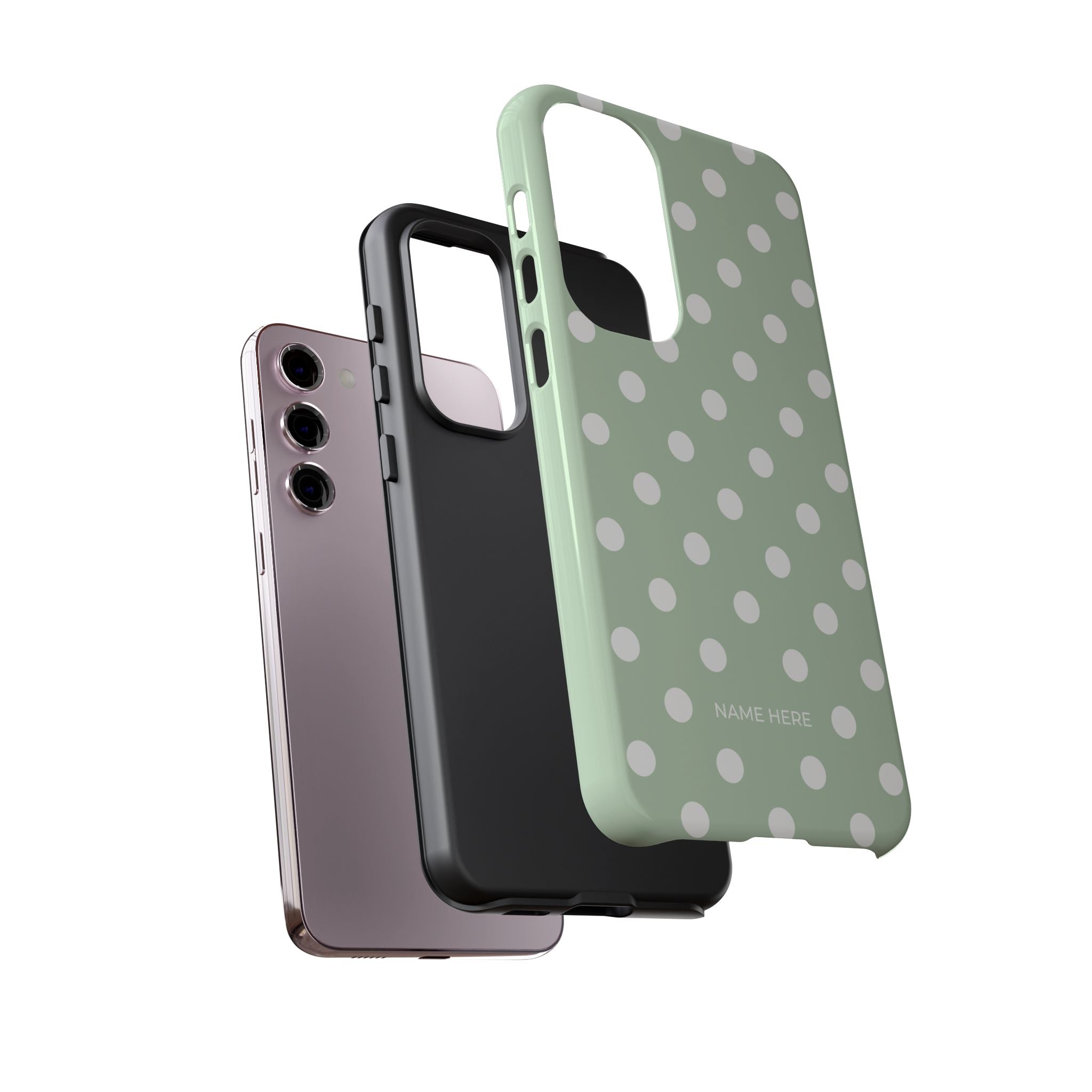 Green & White Polka Dot Customisable Case