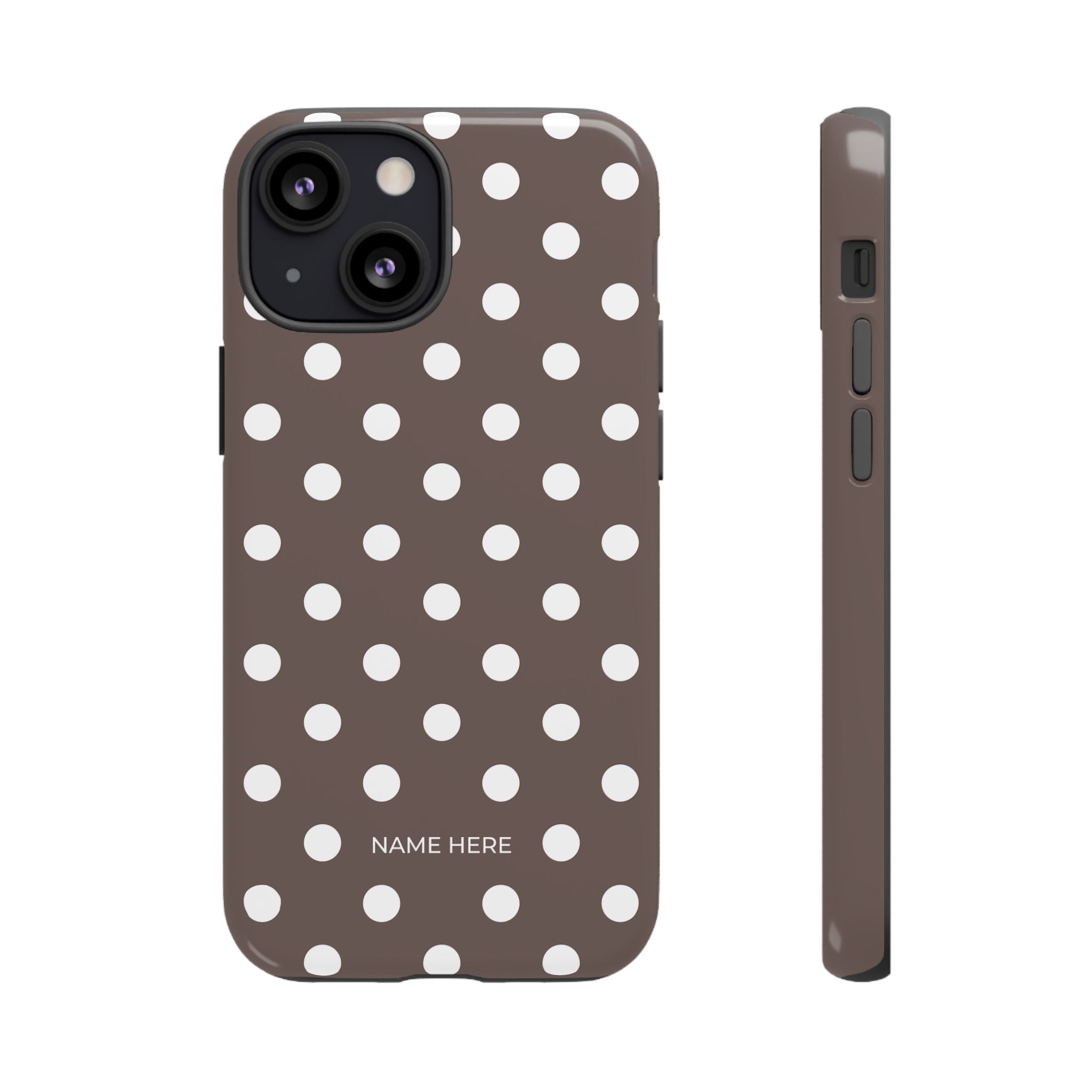 Brown & White PolkaDot Customisable Case