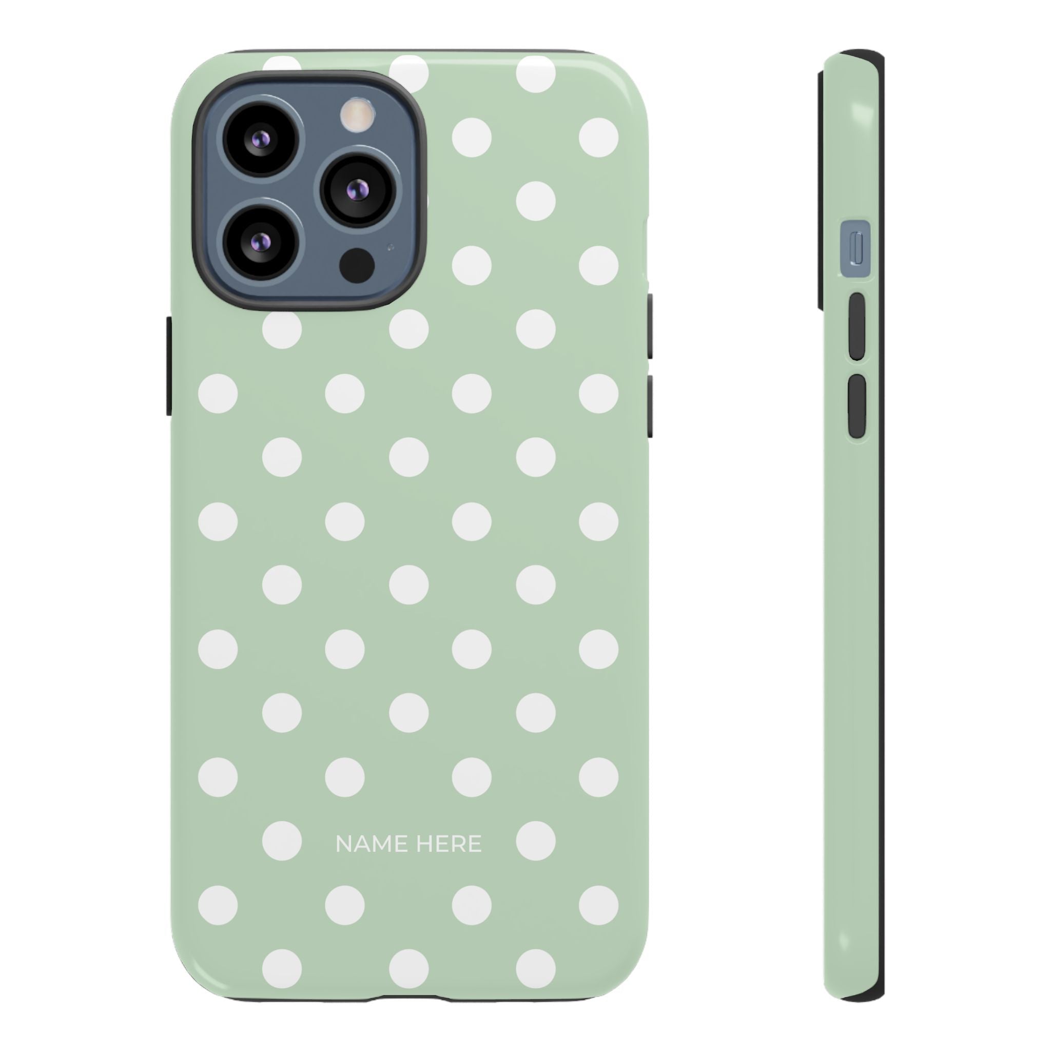 Green & White Polka Dot Customisable Case